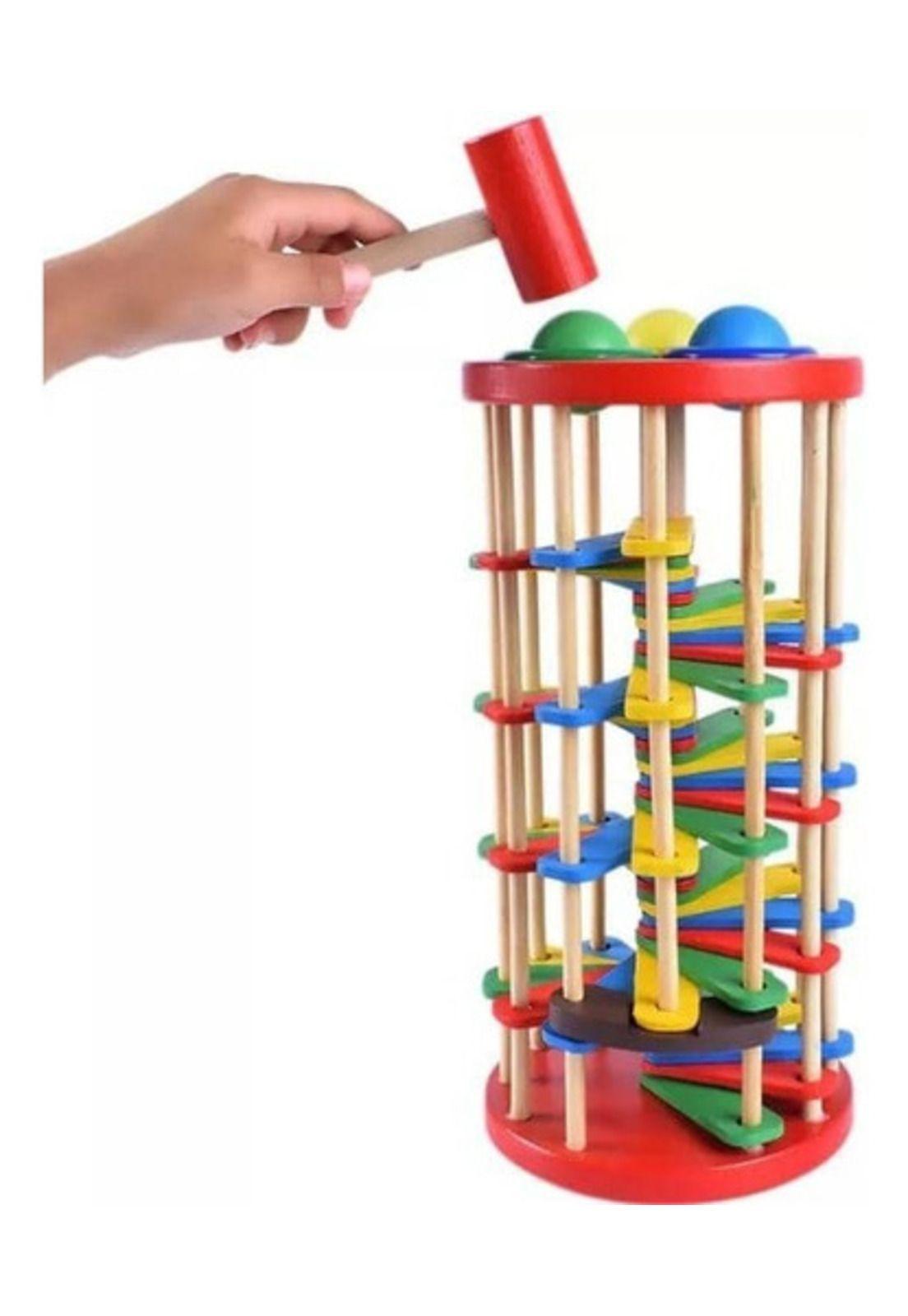Torre De Madera Con Martillo Juego Para Niños-3