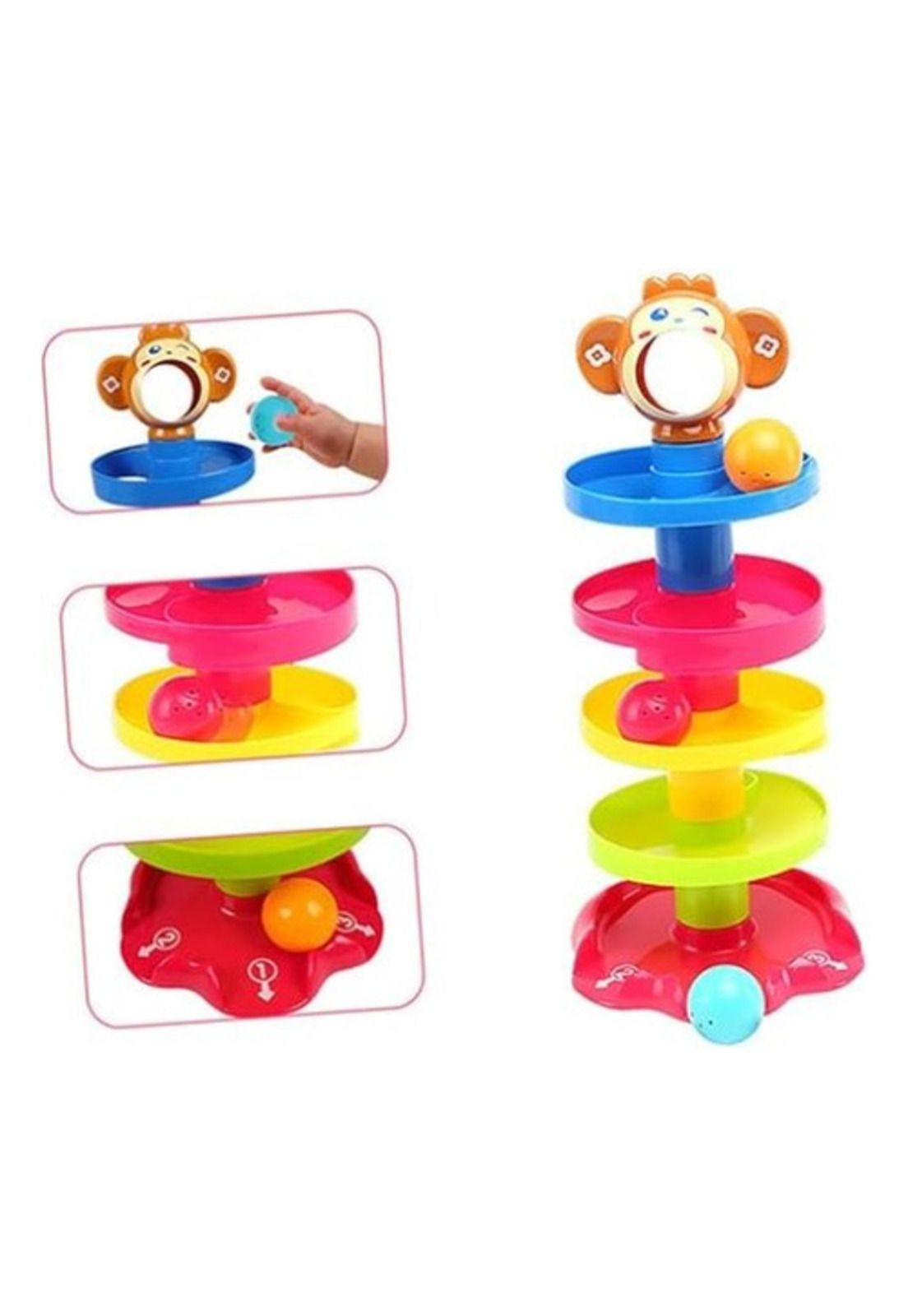 Juego Didáctico Bebe Torre Tobogán Mono Lanza Pelota-2