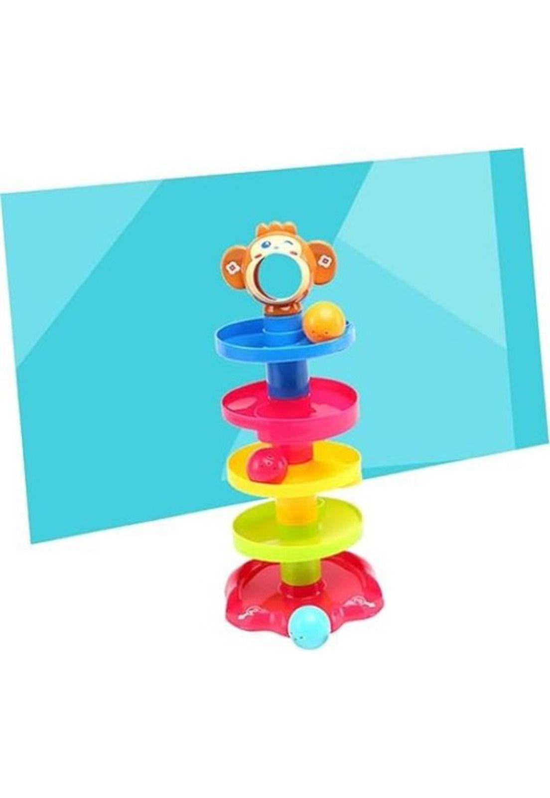Juego Didáctico Bebe Torre Tobogán Mono Lanza Pelota-6