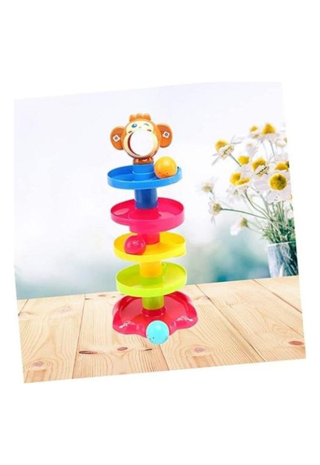 Juego Didáctico Bebe Torre Tobogán Mono Lanza Pelota-7
