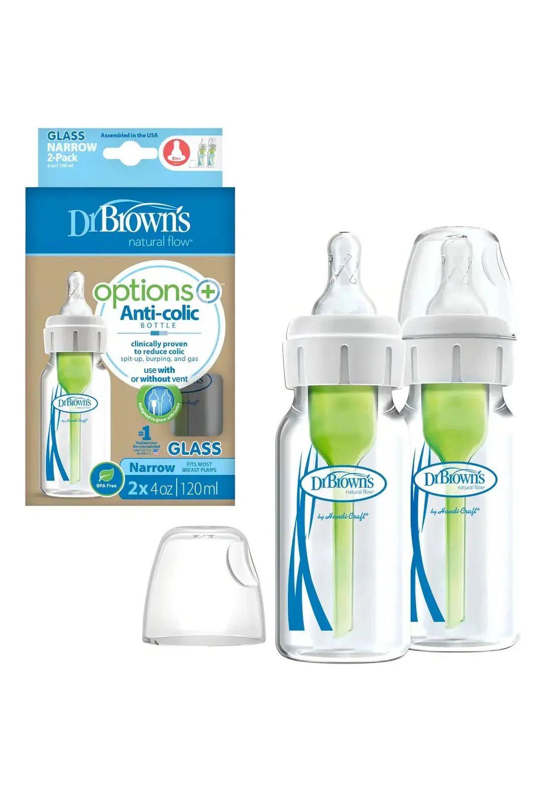 Biberón Dr Brown's Vidrio Anticólicos 120ml Pack 2-1