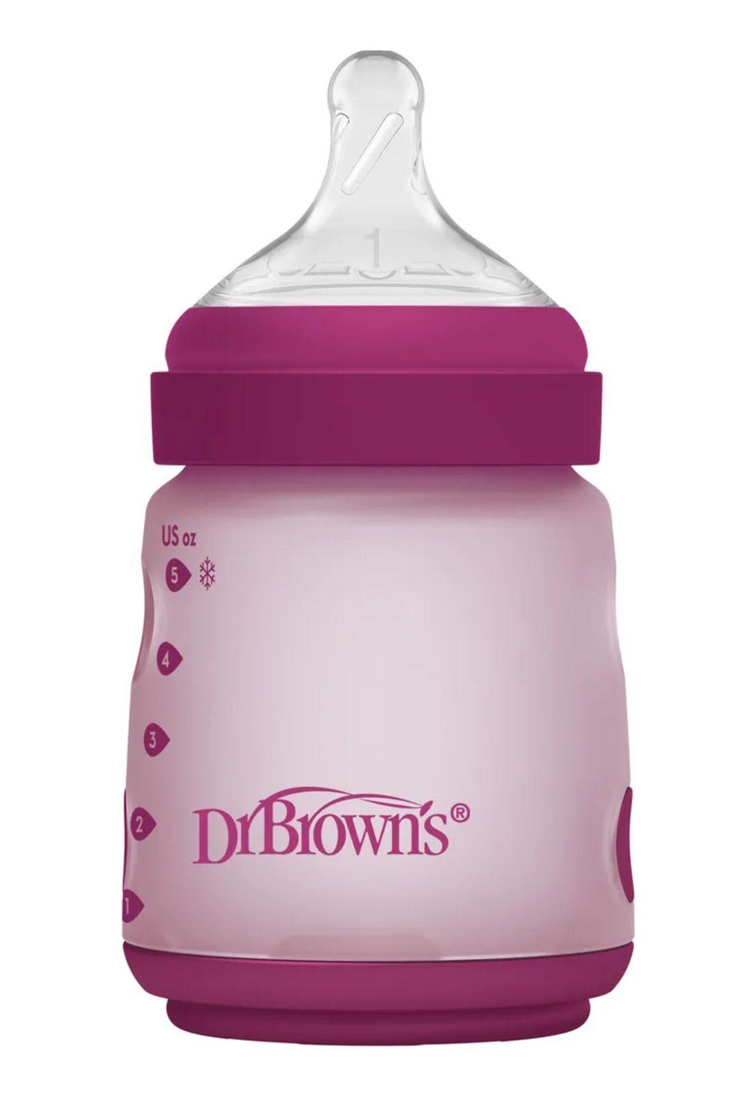 Mamadera Anticólico Dr. Brown's Boca Ancha Silicona 150ml Rosa-0