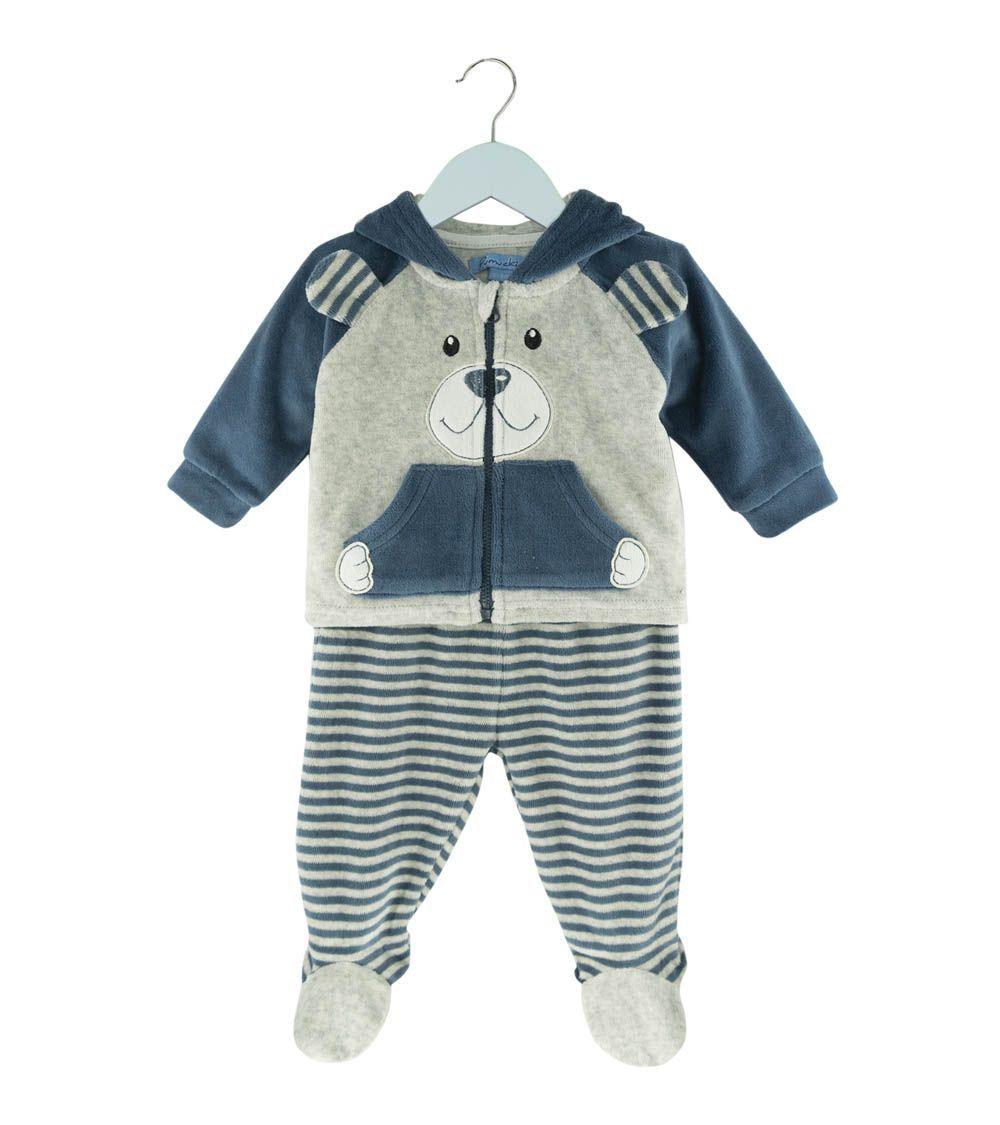 Buzo de Plush Gris Con Rayas -0
