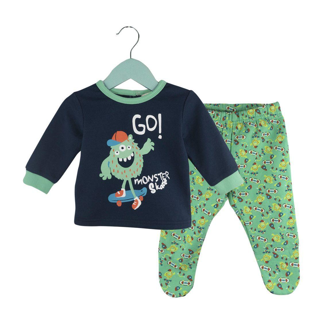 Pijama Bebé Niño de Franela Monster-0