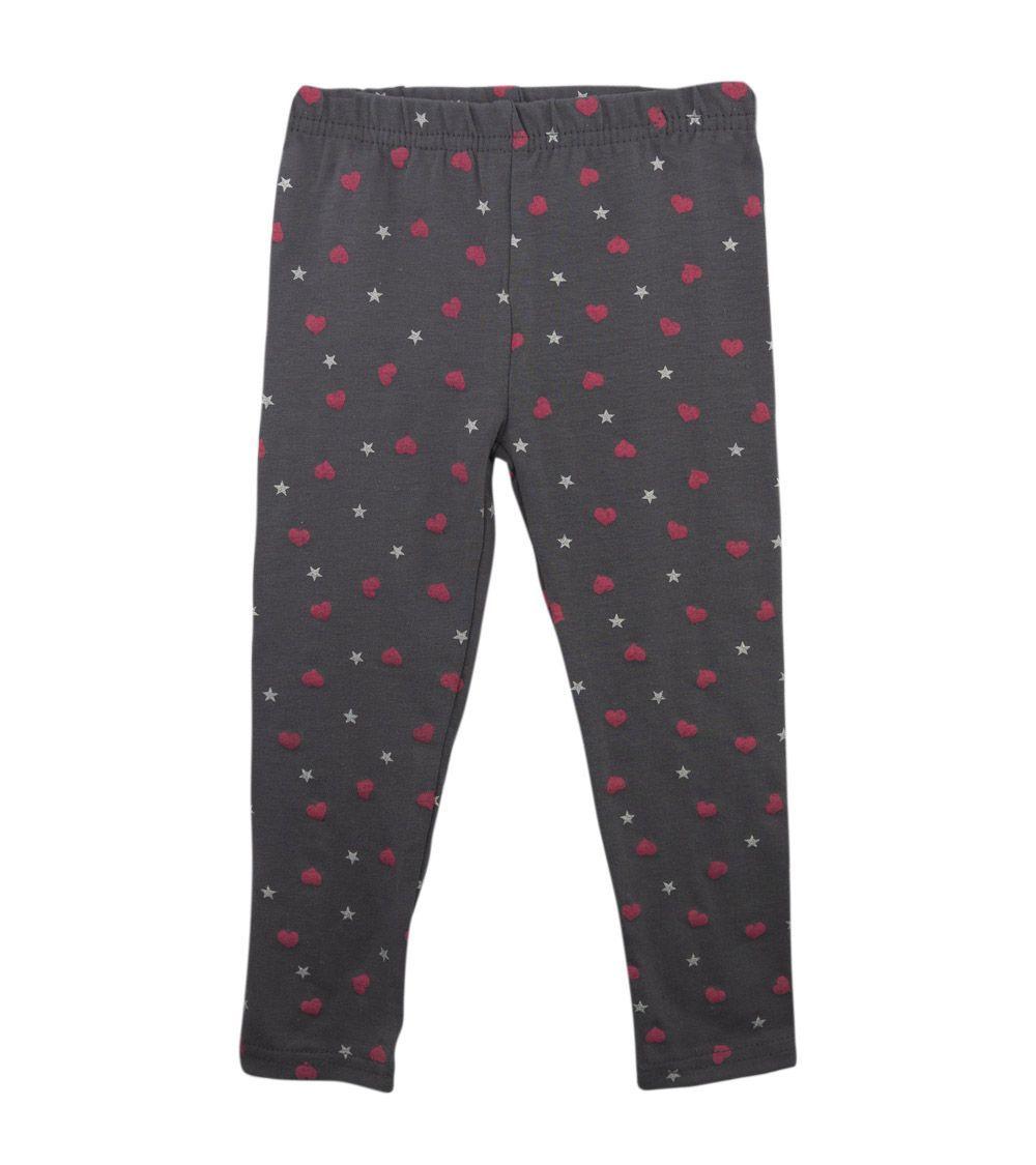 Calza De Algodón Gris Estampado Corazones Pumucki-1