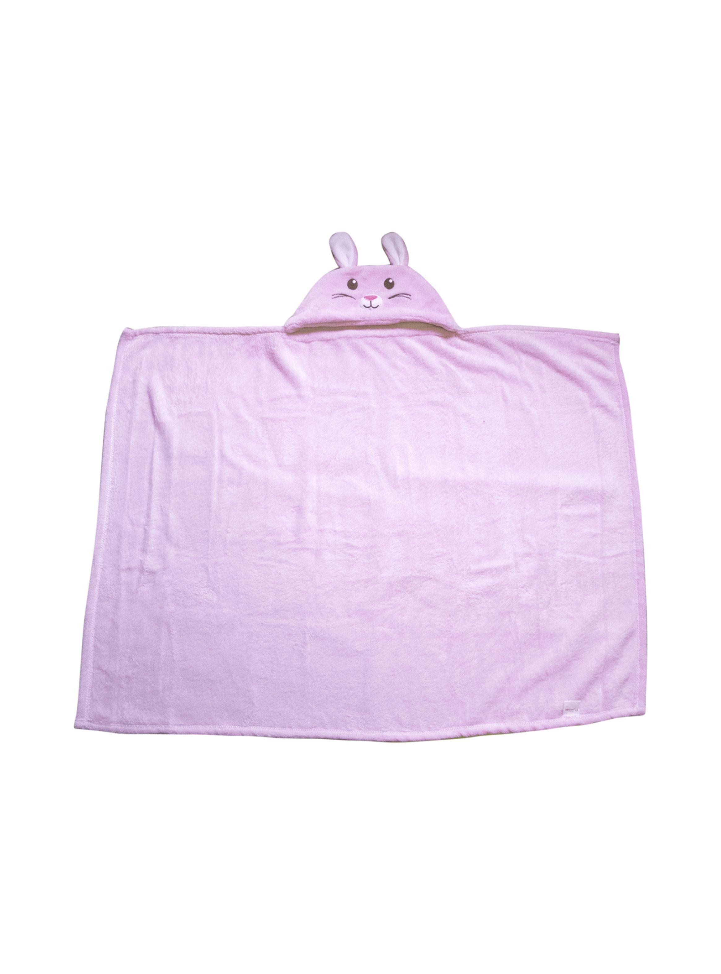 Manta con Capucha para Bebé Rosada-1