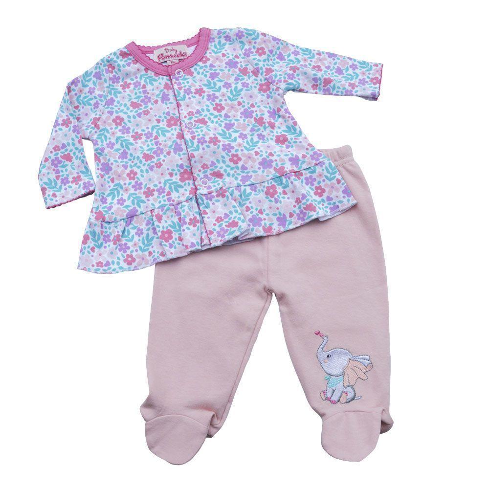 Conjunto de Algodón Rosa Elefante para Bebé Pumucki-0