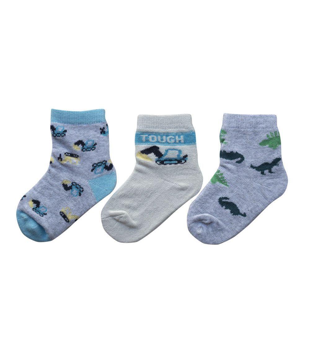 Set Tres Pares de Calcetines para bebé Dino y Grúas Pumucki-1
