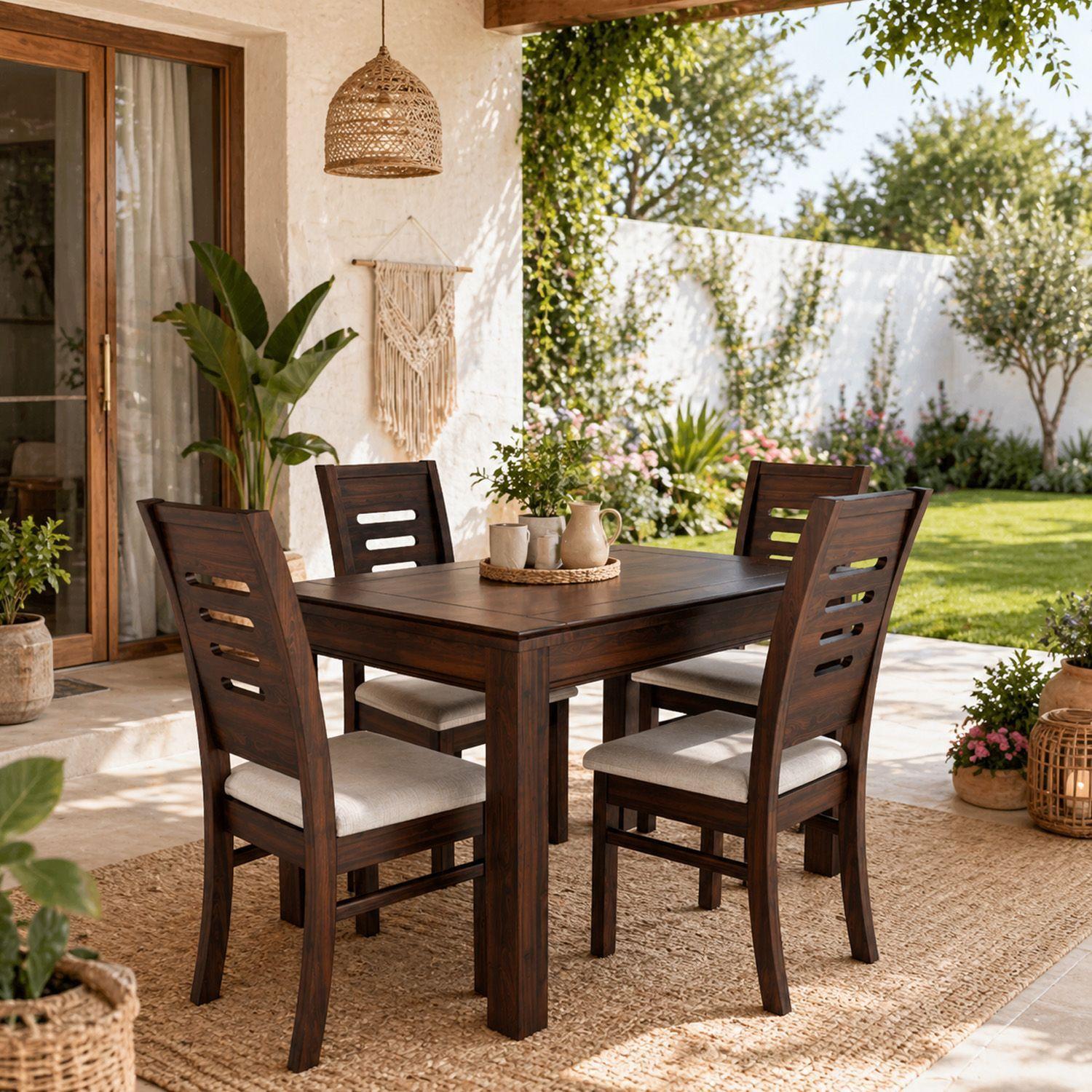Juego de Comedor Roma 4 Sillas Chocolate Mesa Rectangular Madera-4