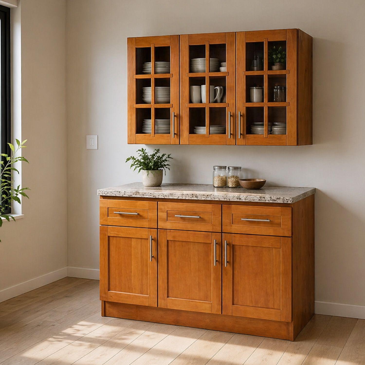 Mueble de Cocina Set Elevacion y base Berin Madera Nogal 3 Puertas-5