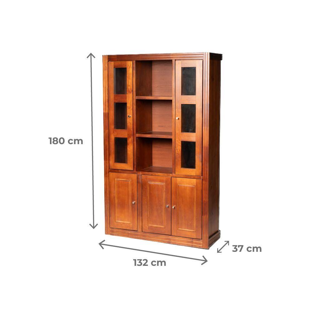 Vitrina Berlin 3 Cuerpos Madera Nogal Vidrio -6