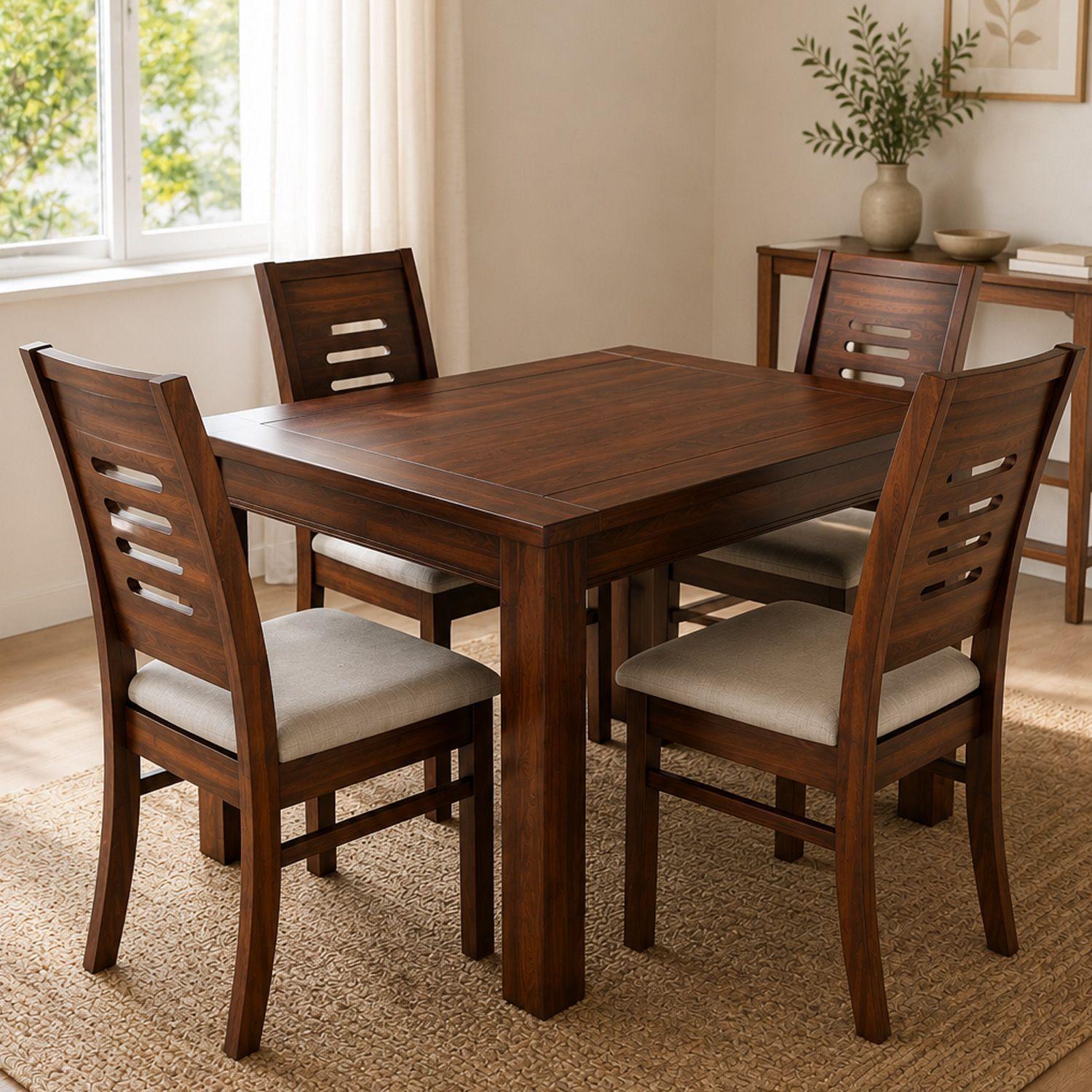 Juego de Comedor Roma 4 Sillas Nogal Mesa Rectangular-4