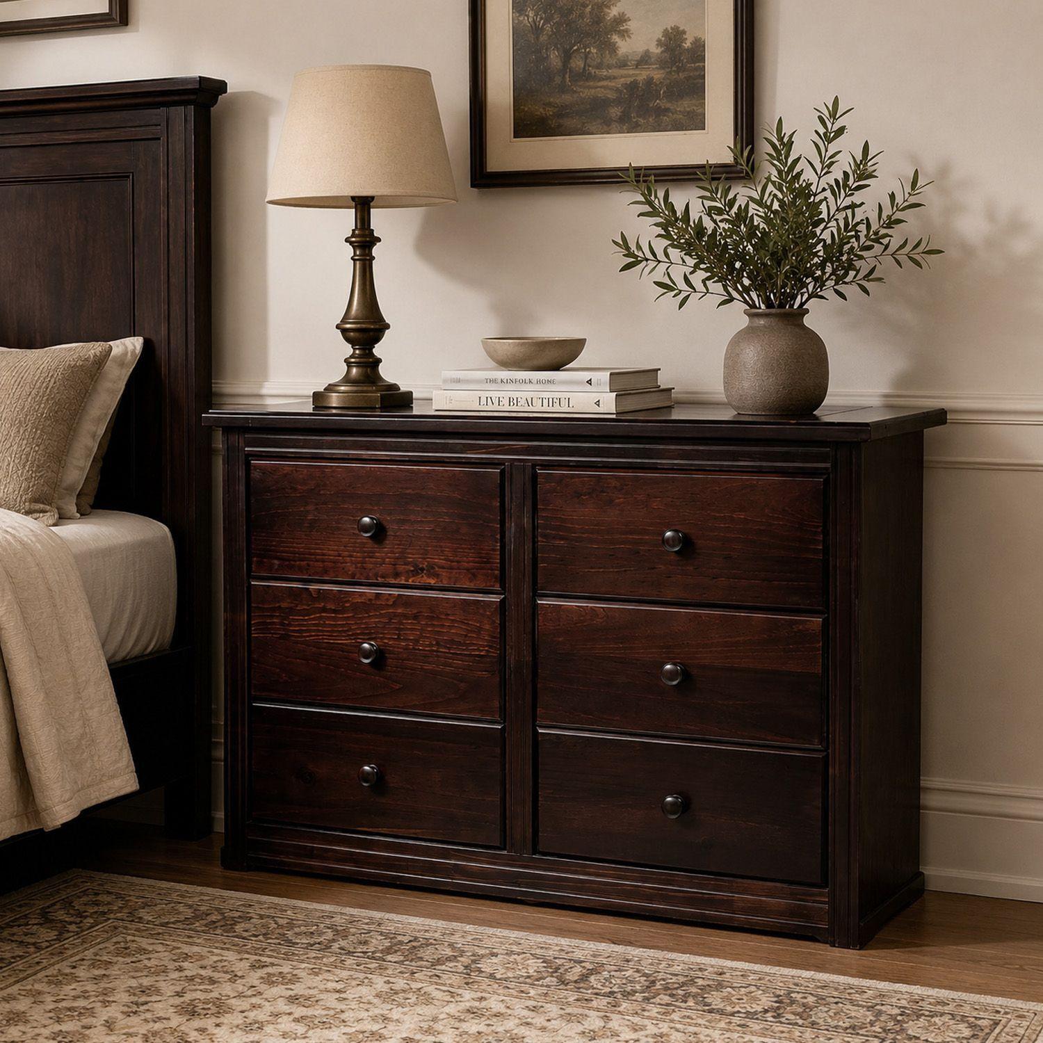 Comoda Berlin Madera Chocolate 6 Cajones-4