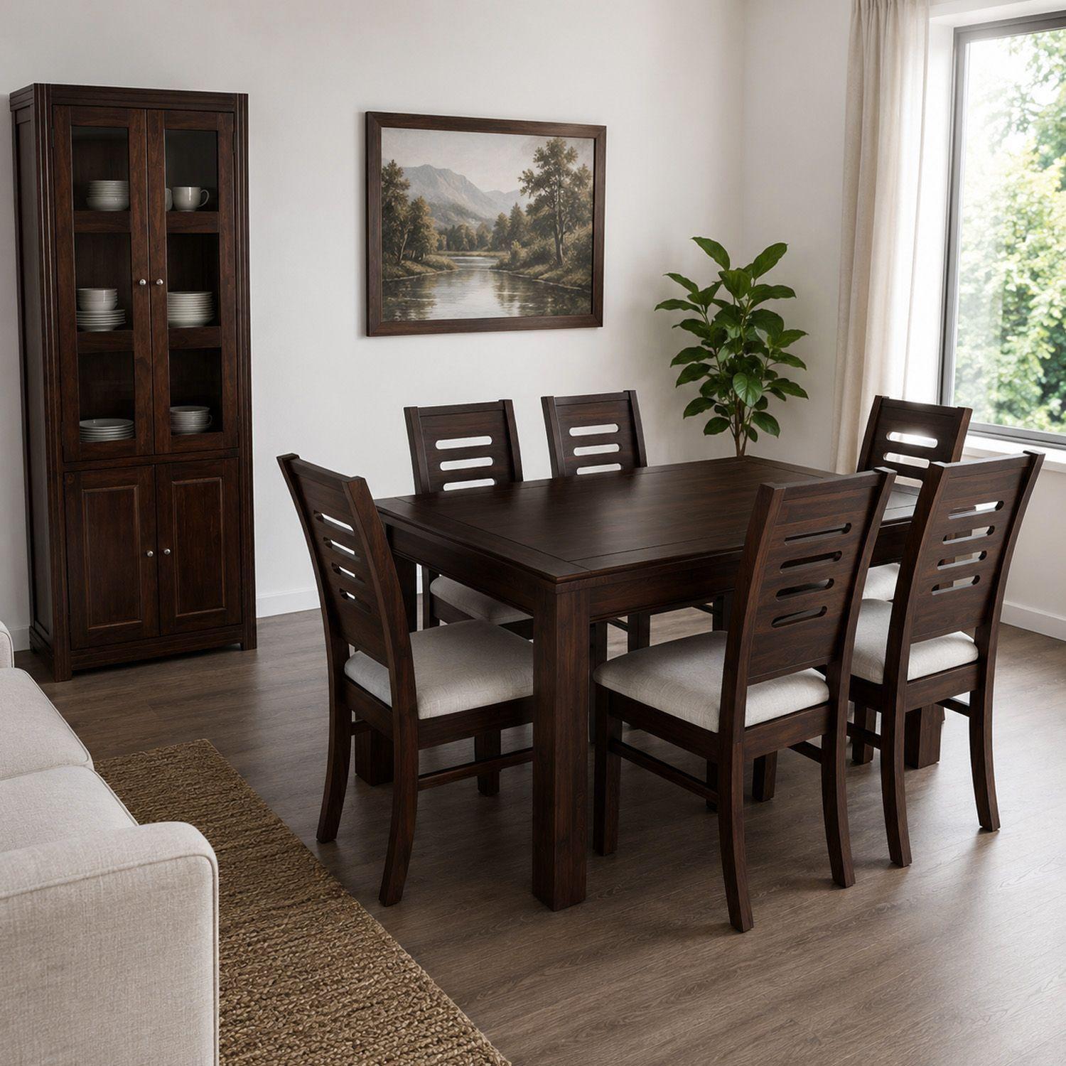 Juego de Comedor Roma 6 Sillas Chocolate Mesa Rectangular Madera-4