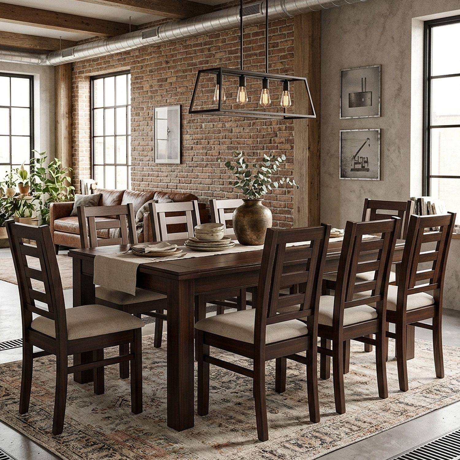 Juego de Comedor Sevilla 8 Sillas Chocolate Mesa Rectangular Madera-3