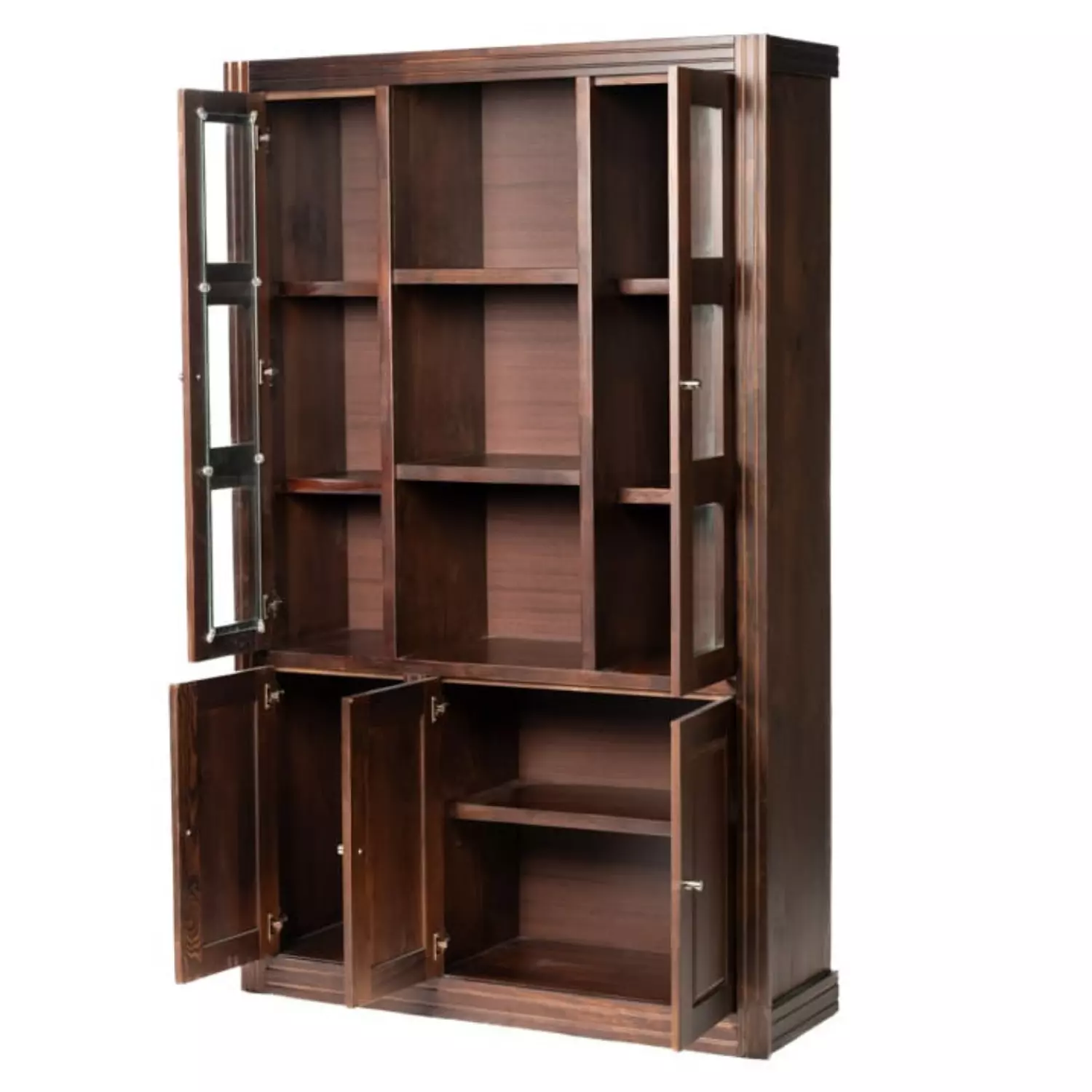 Vitrina Berlin Chocolate 3 Cuerpos Madera puerta Vidrio-3