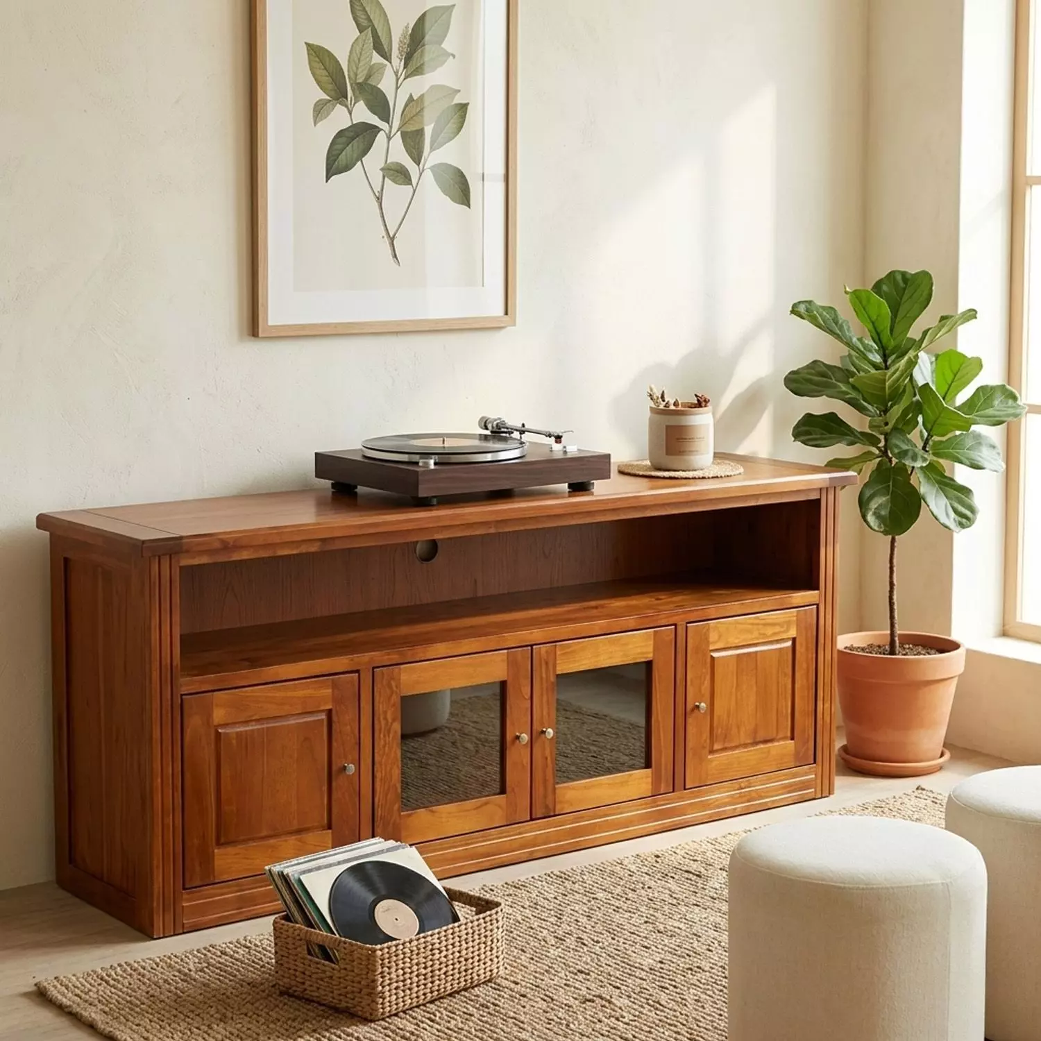Rack Berlin 1800 Madera Nogal Vidrio-3