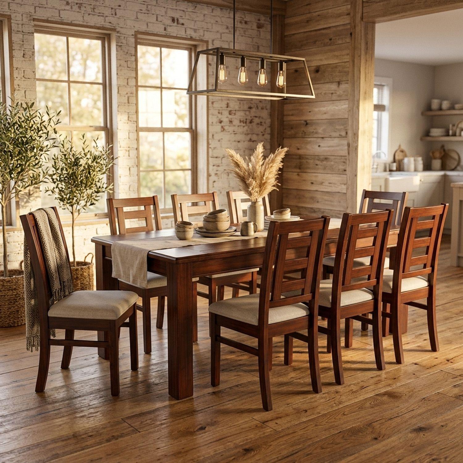 Juego de Comedor Sevilla 8 Sillas Nogal Mesa Rectangular Madera-4