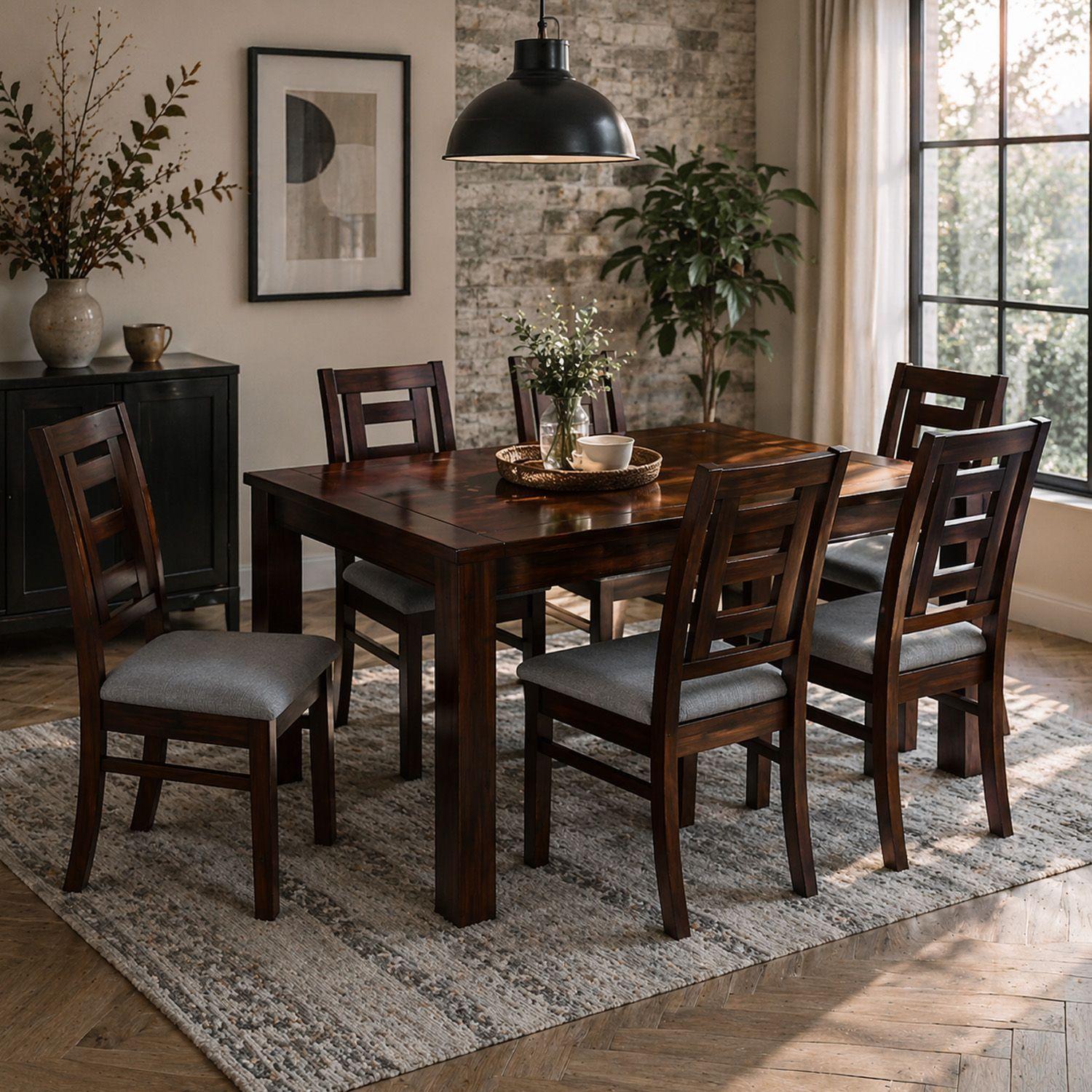 Juego de Comedor Sevilla 6 Sillas Chocolate Mesa Rectangular Madera-4