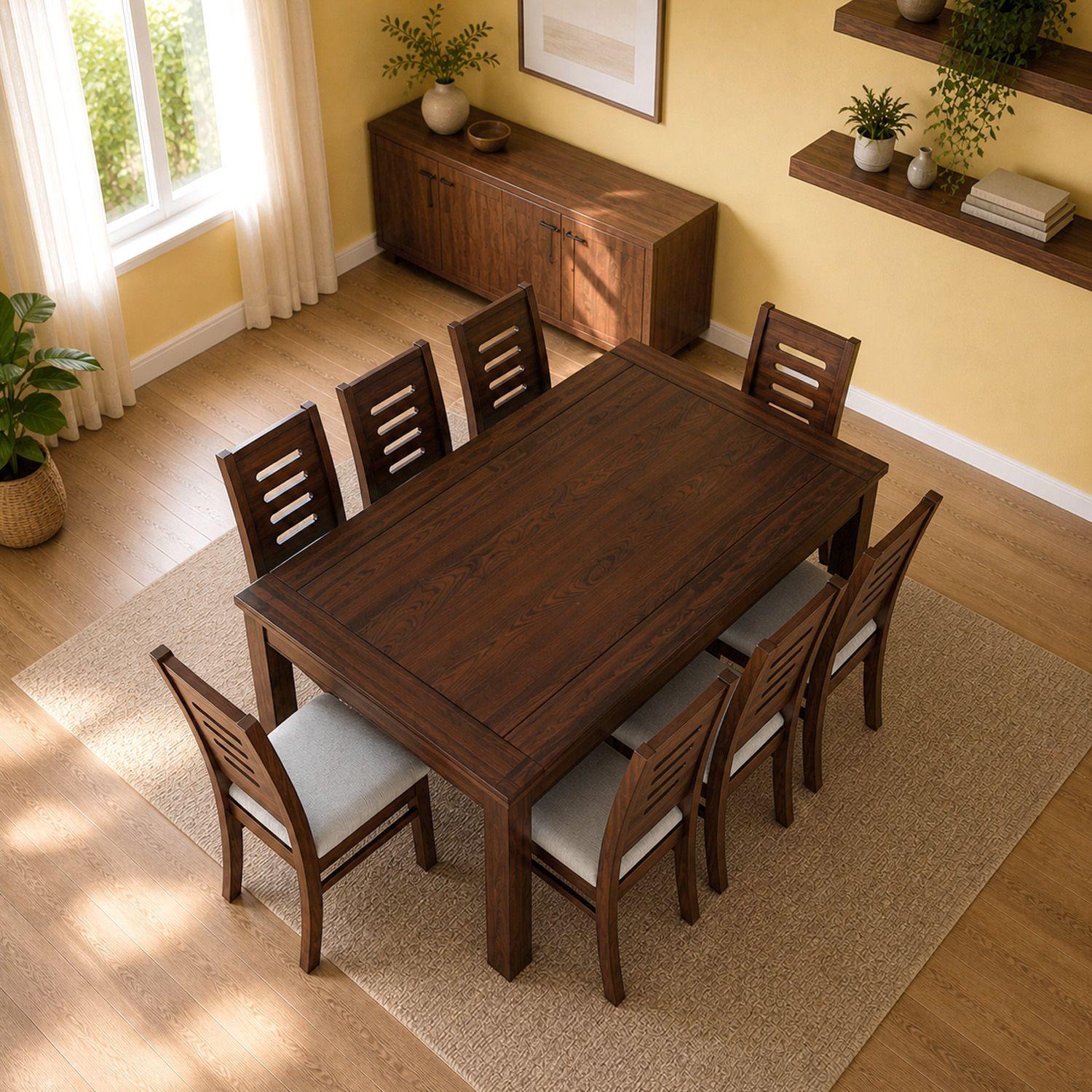Juego de Comedor Roma 8 Sillas Nogal Mesa Rectangular Madera-4