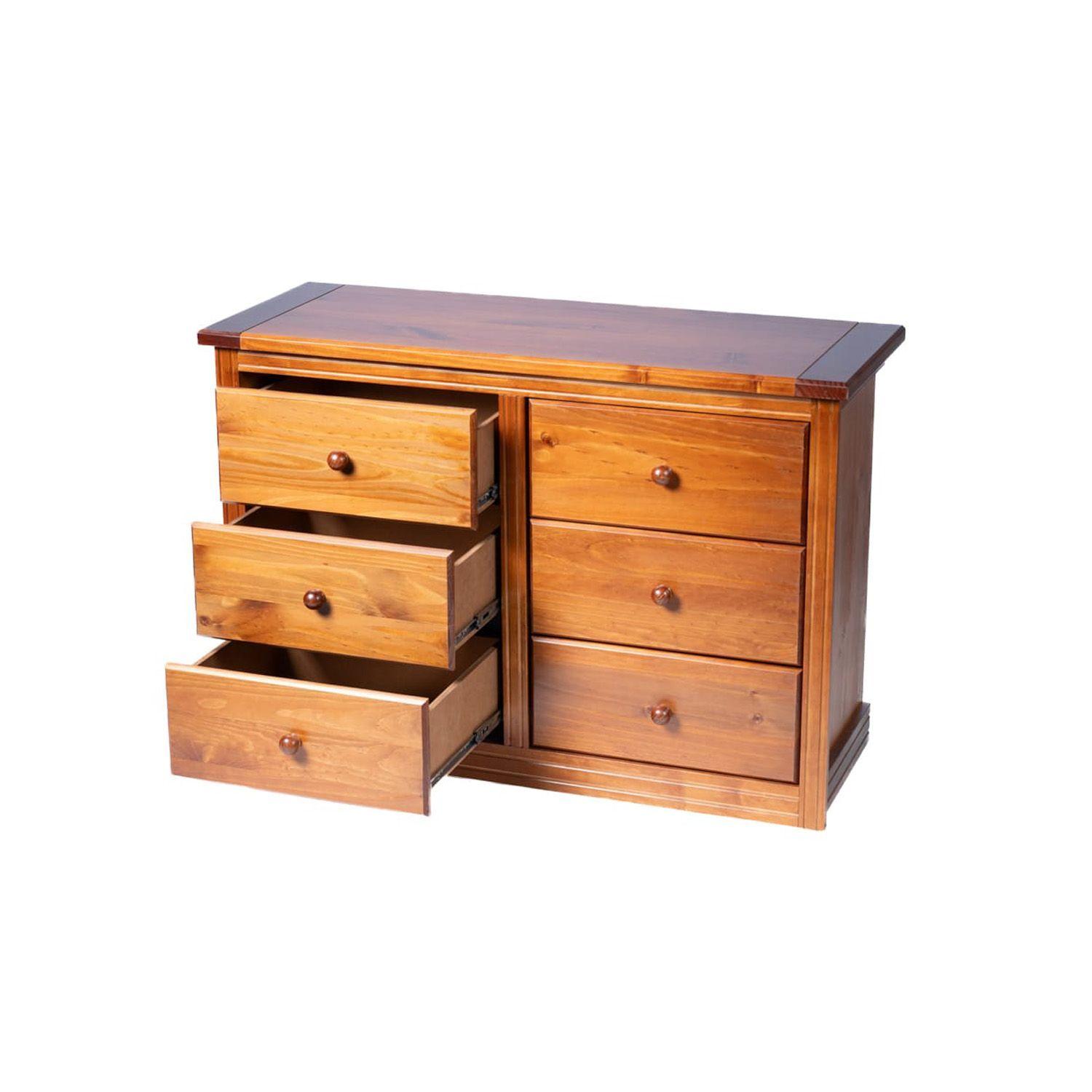 Comoda Berlin Madera Nogal 6 Cajones -2