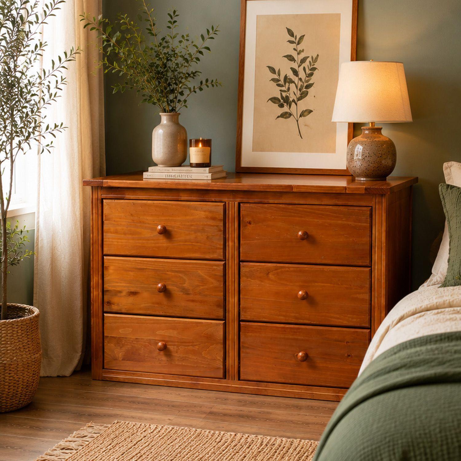 Comoda Berlin Madera Nogal 6 Cajones -3