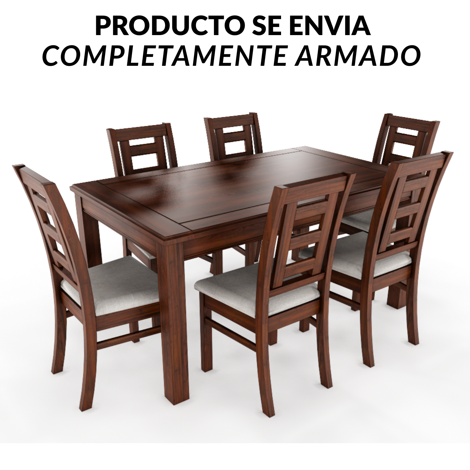 Juego de Comedor Hema 6 Sillas Madera Nogal-4