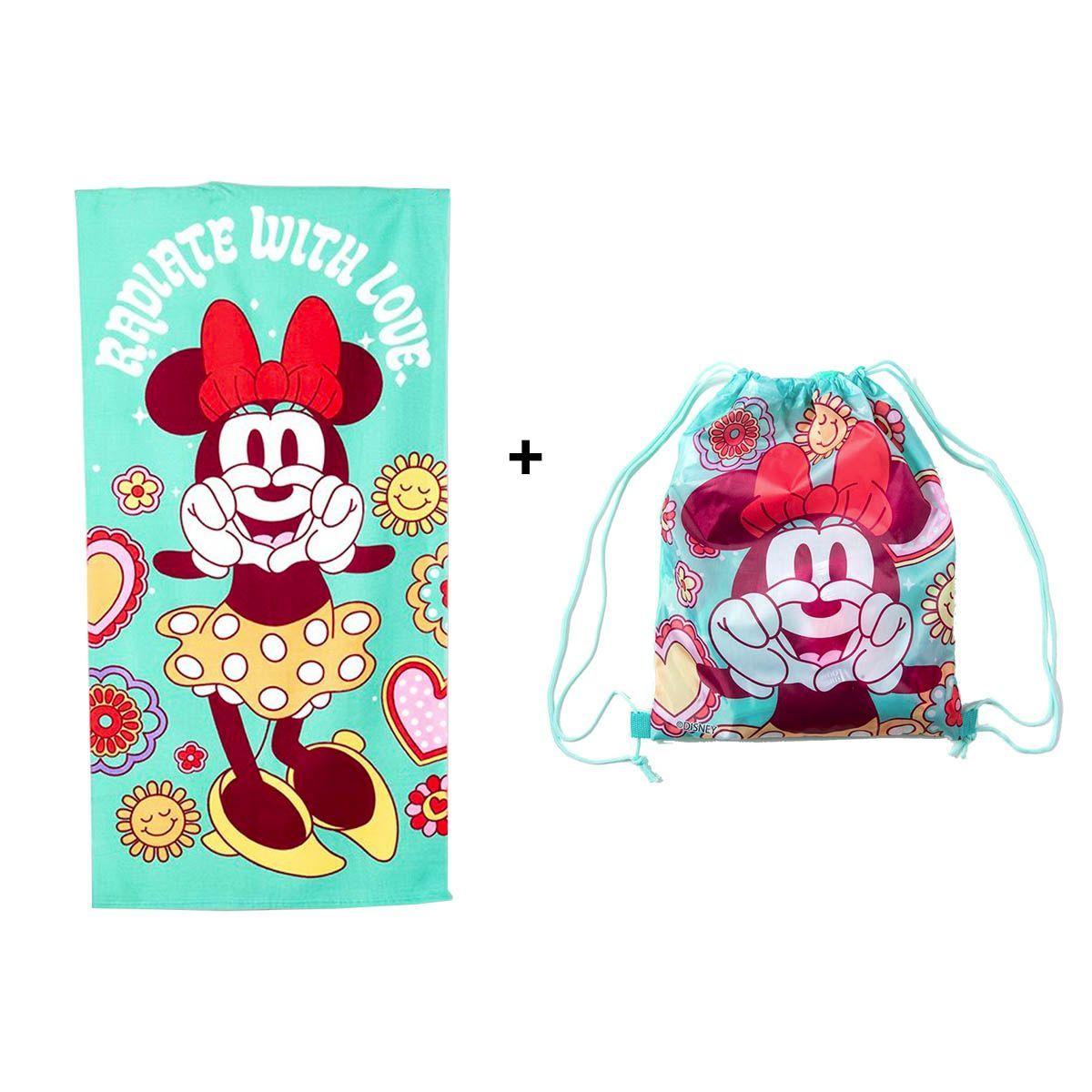 Toalla Microfibra Playa + Bolso Regalo Minnie Flores-1