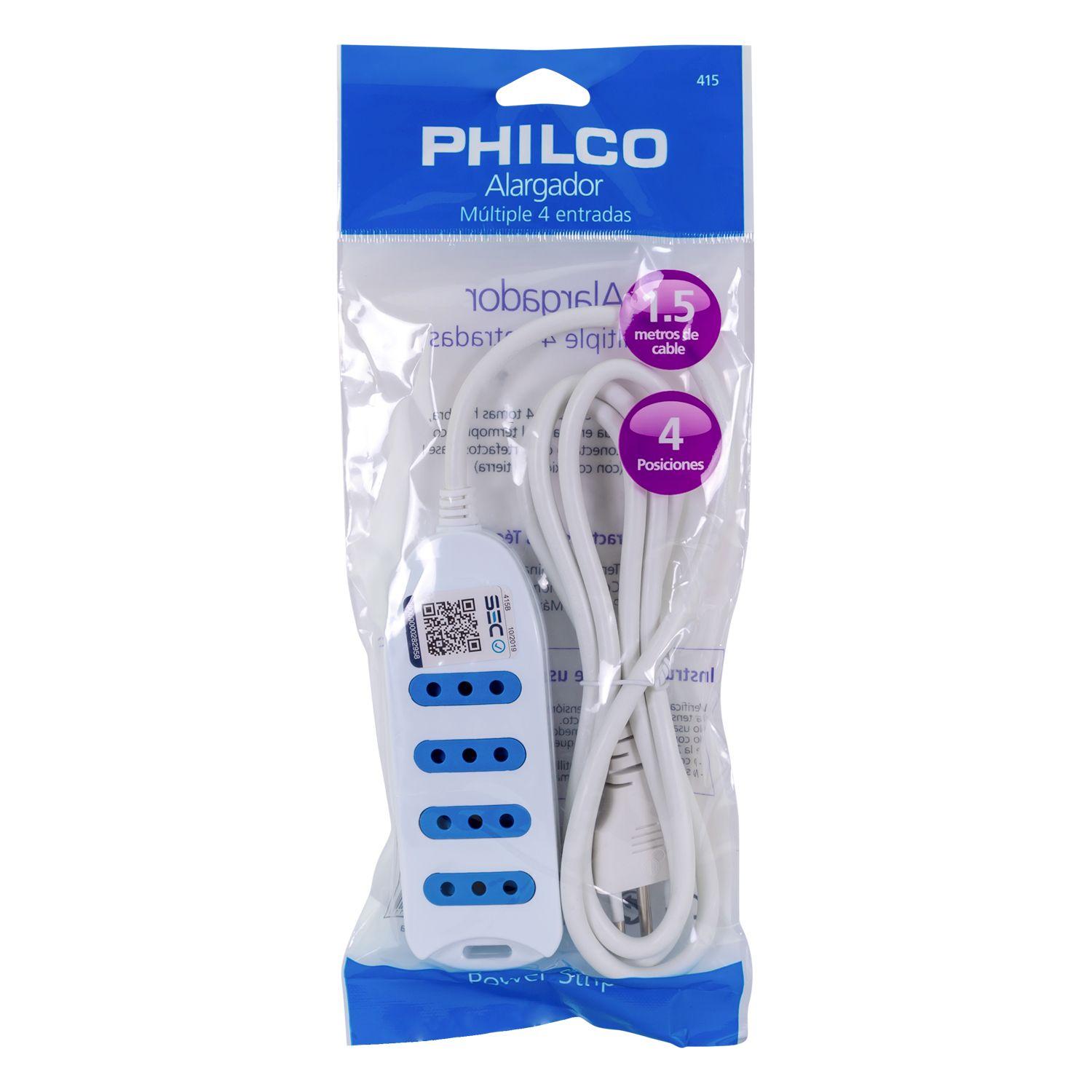 ALARGADOR PHILCO MULTIPLE 4 TOMAS 1.5M BLANCO 10A-2