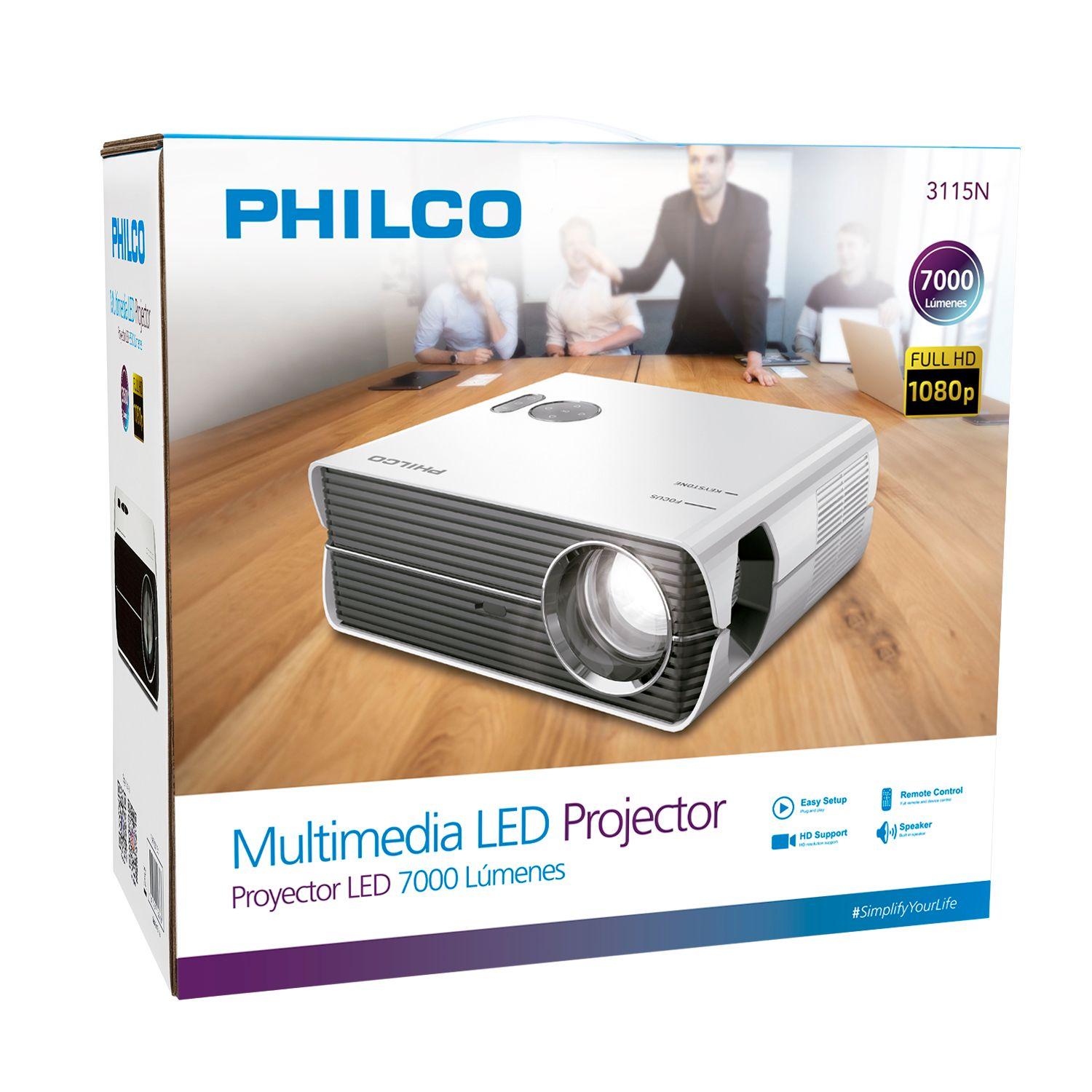 PROYECTOR LED PHILCO 3115N LUMENES GRIS Open box-2