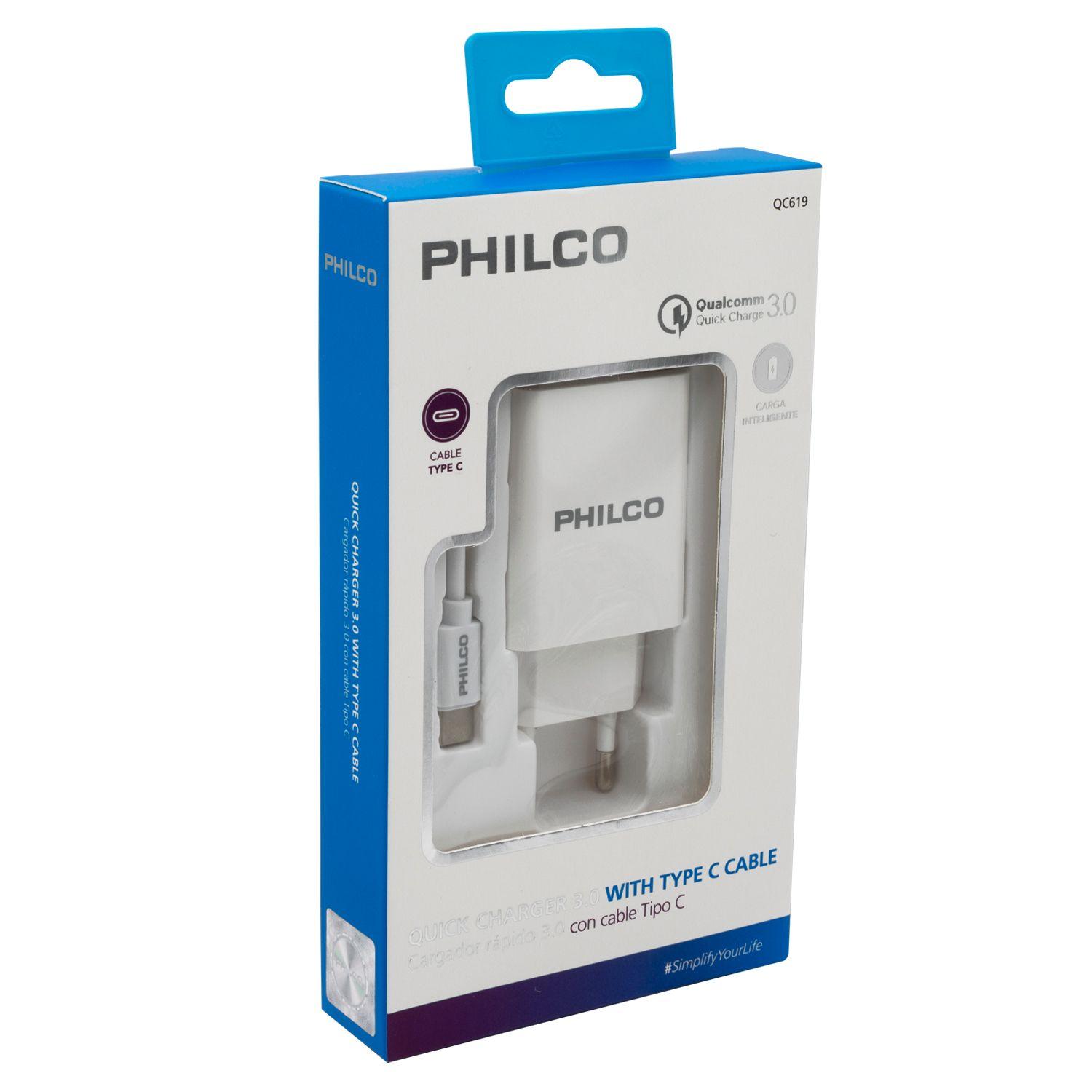 CARGADOR PHILCO USB QC619 BLANCO-2