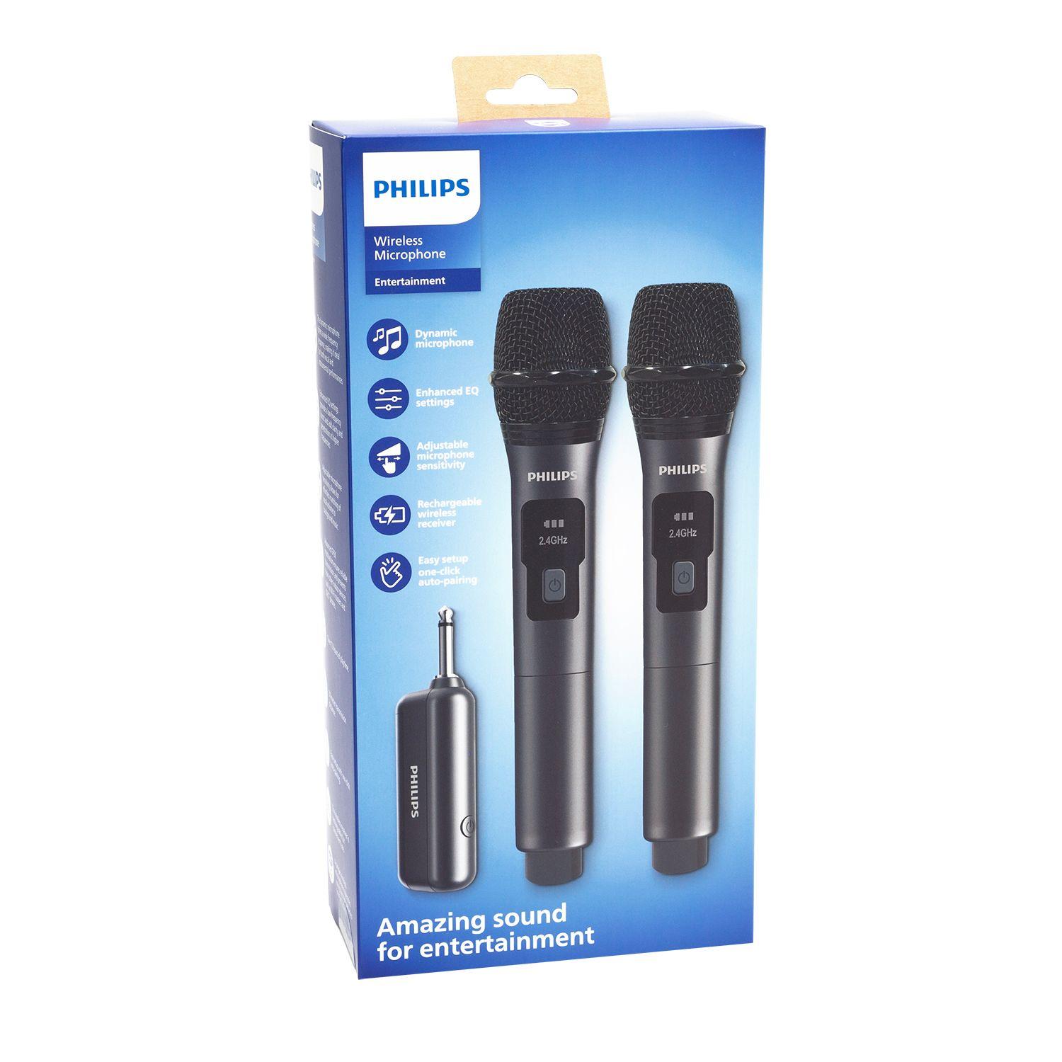 Set 2 Micrófonos Inalámbricos Philips Recargables con Receptor DLM3401TP-3