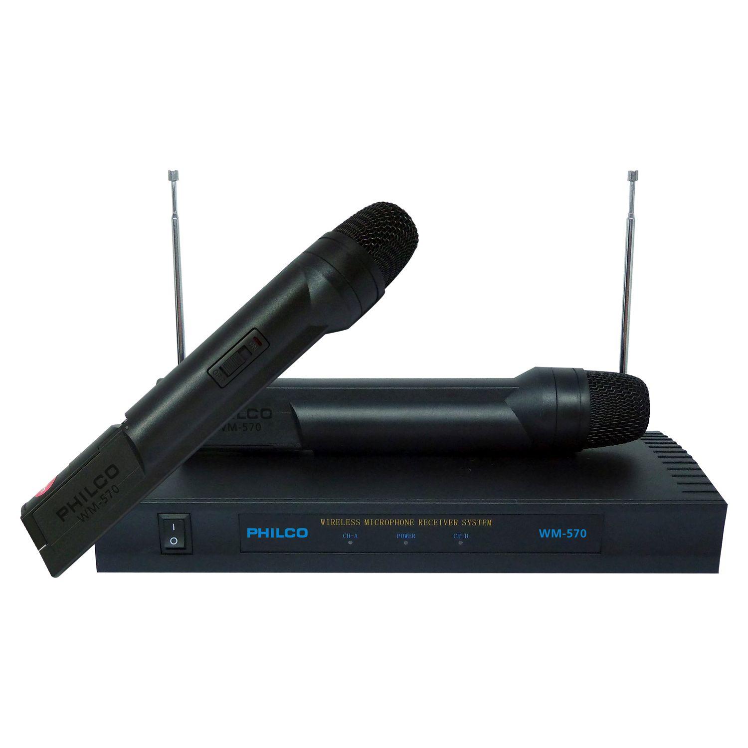 MICROFONOS INALAMBRICOS VHF FM WM570 PHILCO Open box-0