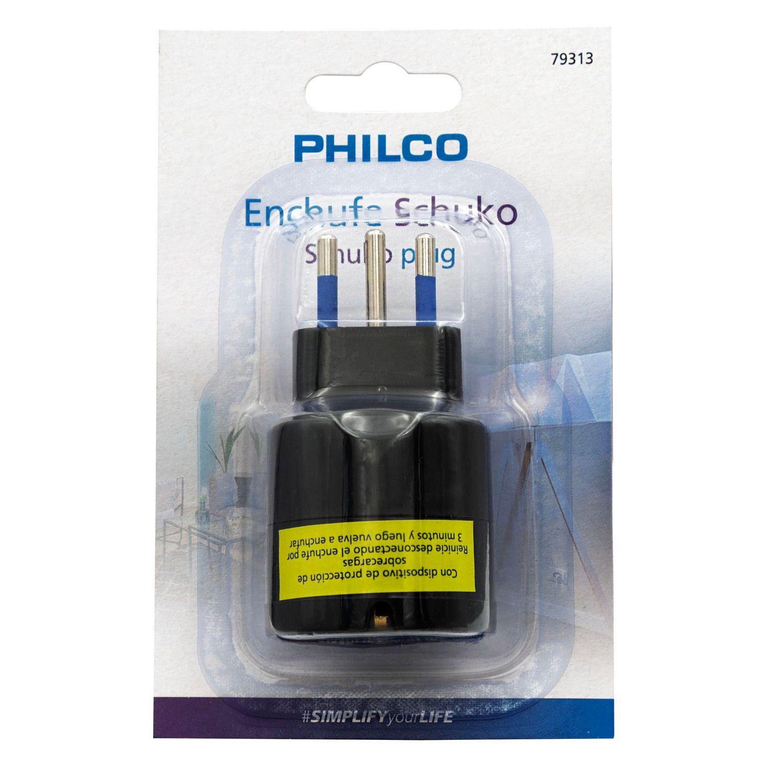 ENCHUFE SCHUKO 79313 C/PROTECTOR / SOBRECARGA NEGRO PHILCO-3