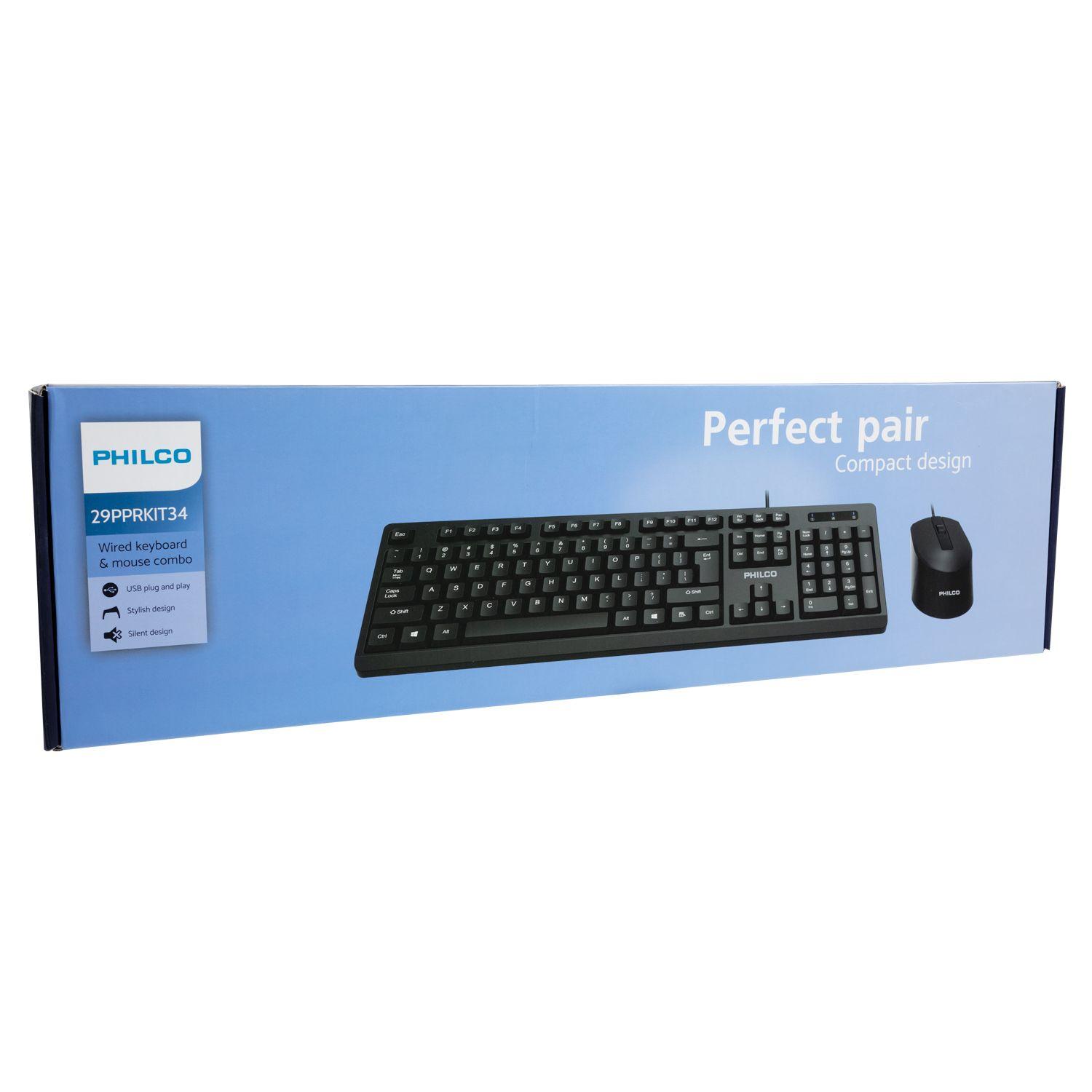 KIT TECLADO ALÁM. + MOUSE SPT6234 NEGRO PHILCO Open box-0