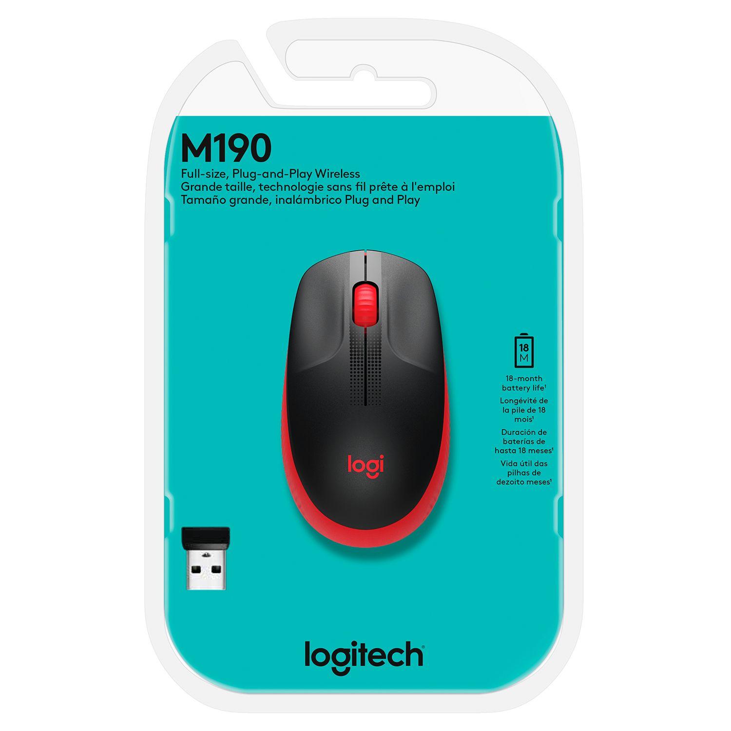 MOUSE WIRELESS MOUSE M190 ROJO-1
