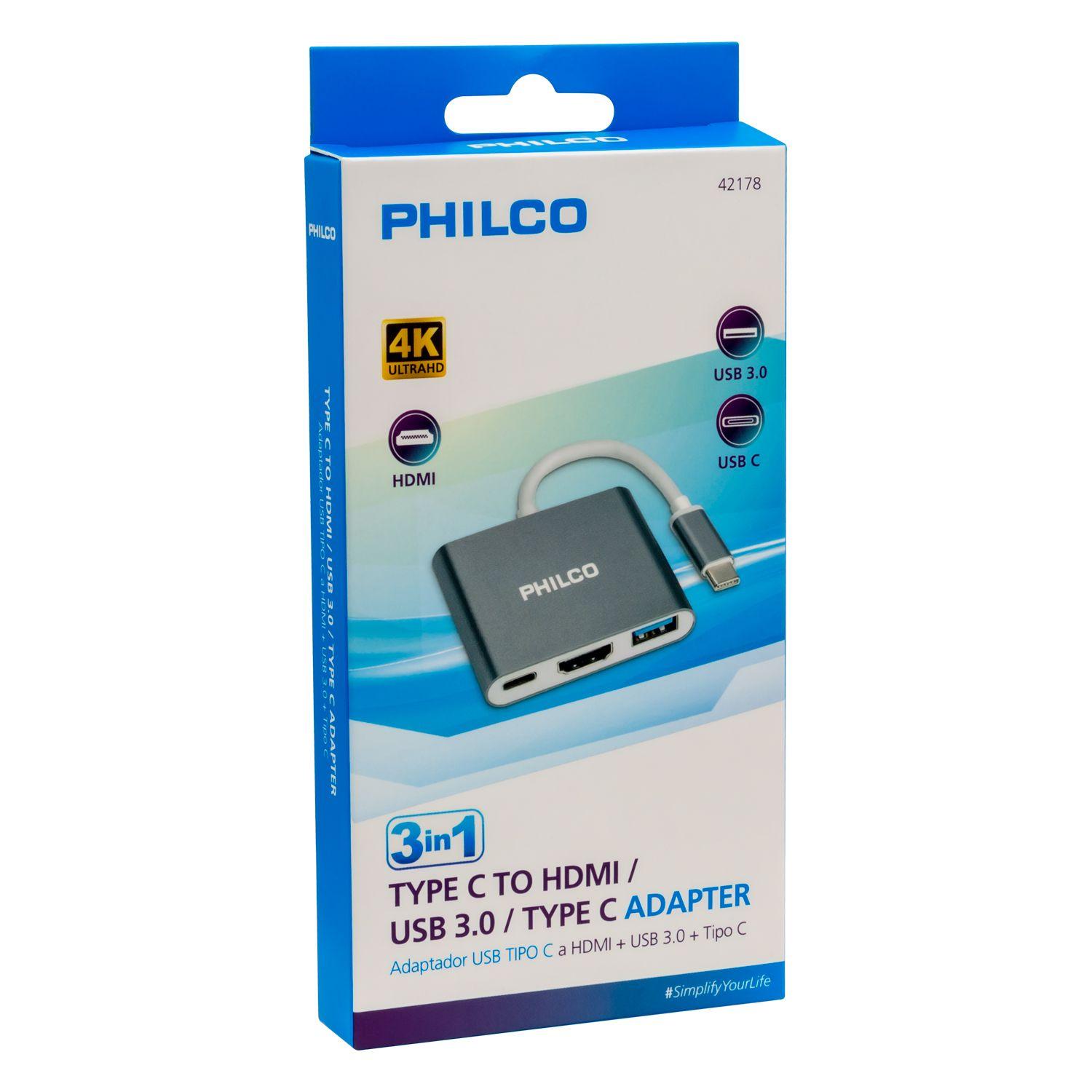 3 En 1 Adaptador Usb Tipo C A Hdmi + Usb3.0 Philco-2