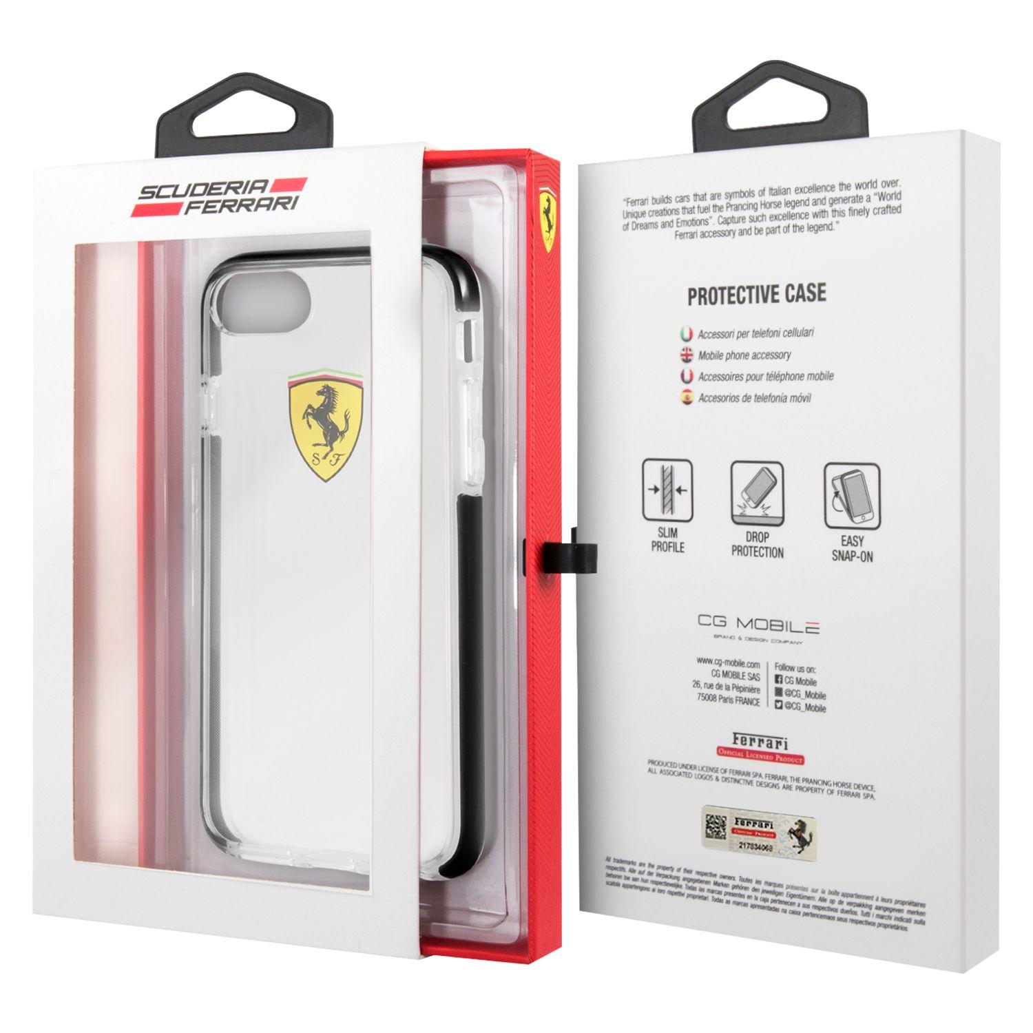 CARCASA FERRARI P/IPHONE 8 TRANSP/NEGRA FEGLHCI8BK-2