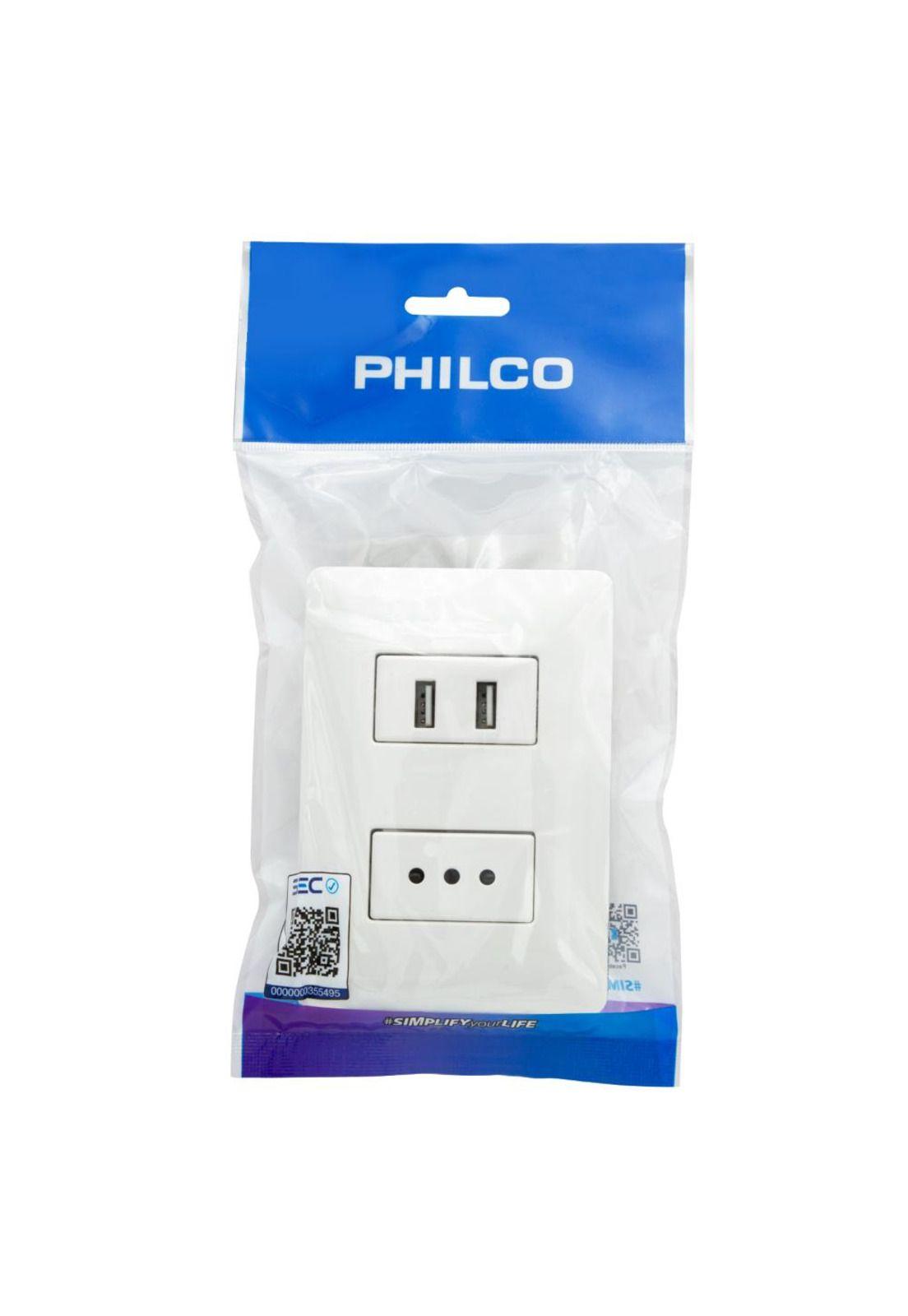 ENCHUFE PARA MURO SIMPLE C/USB 2.1A 250V 10A-0