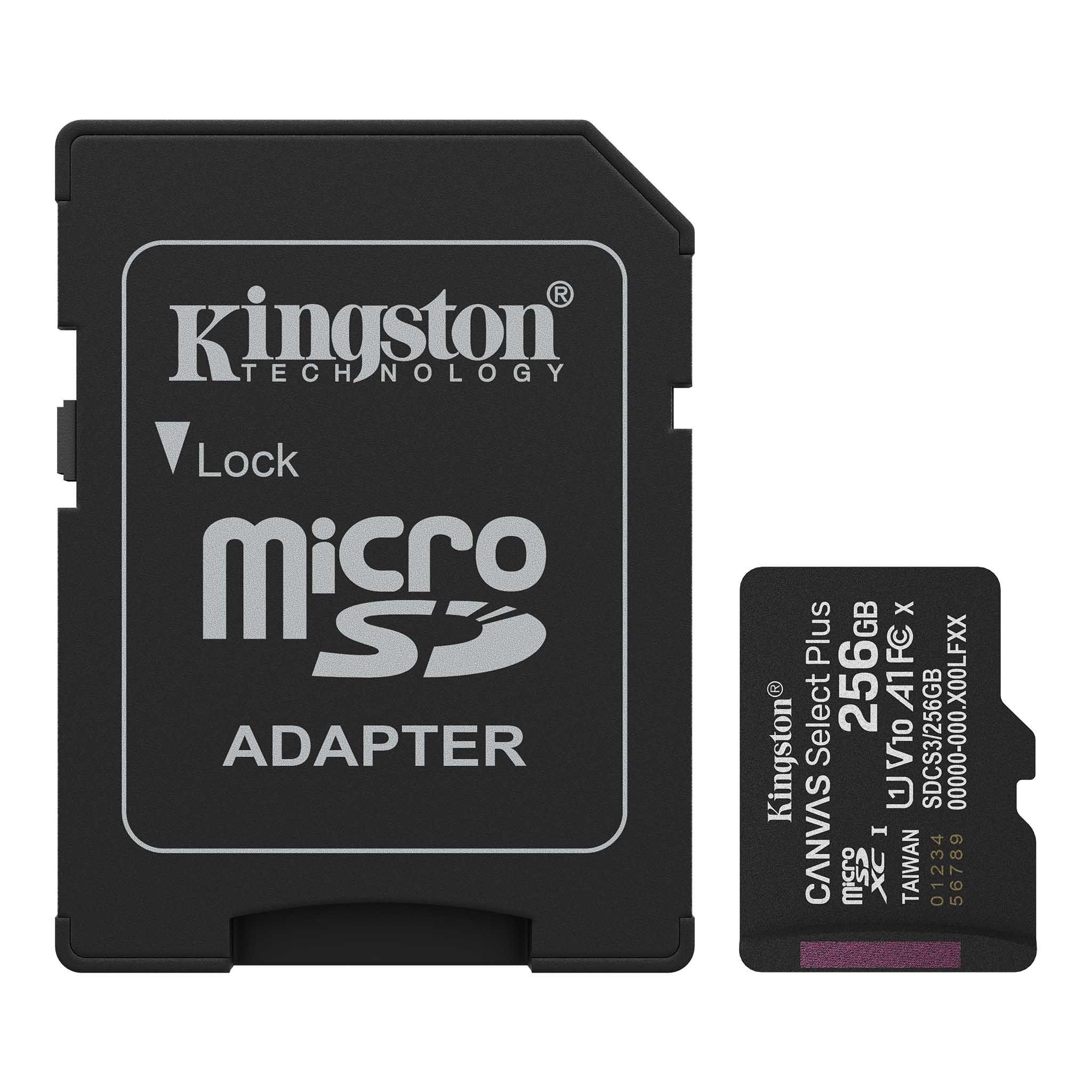 Tarjeta microSDXC Kingston Canvas Select Plus 256GB con adaptador SD-2