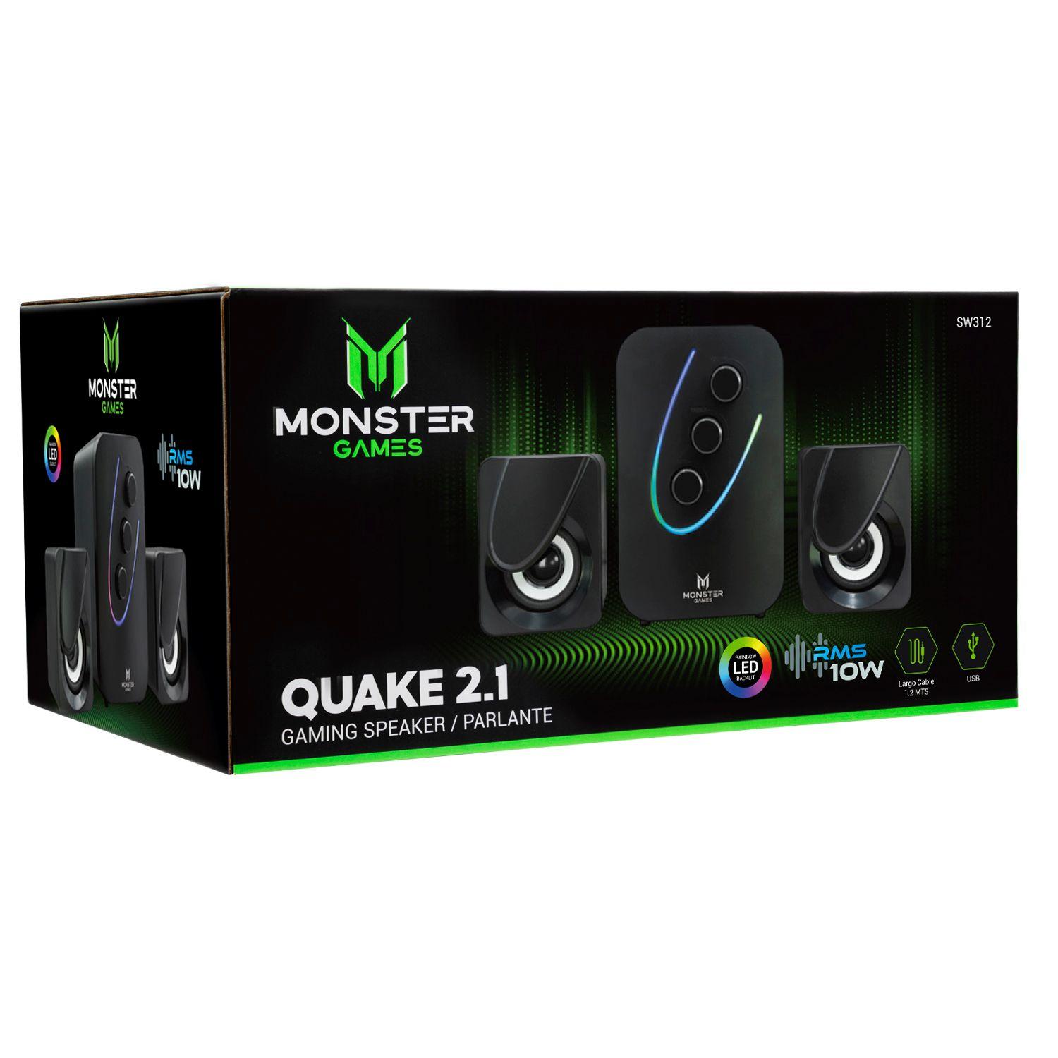 Parlantes Pc Monster Sw312 2.1 Negro Gamer Open box-0