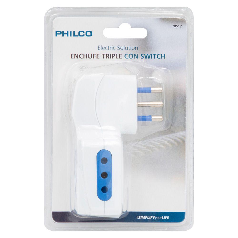 ENCHUFE TRIPLE C/SWITHCH 2P + T 10A 250V BLANCO-2