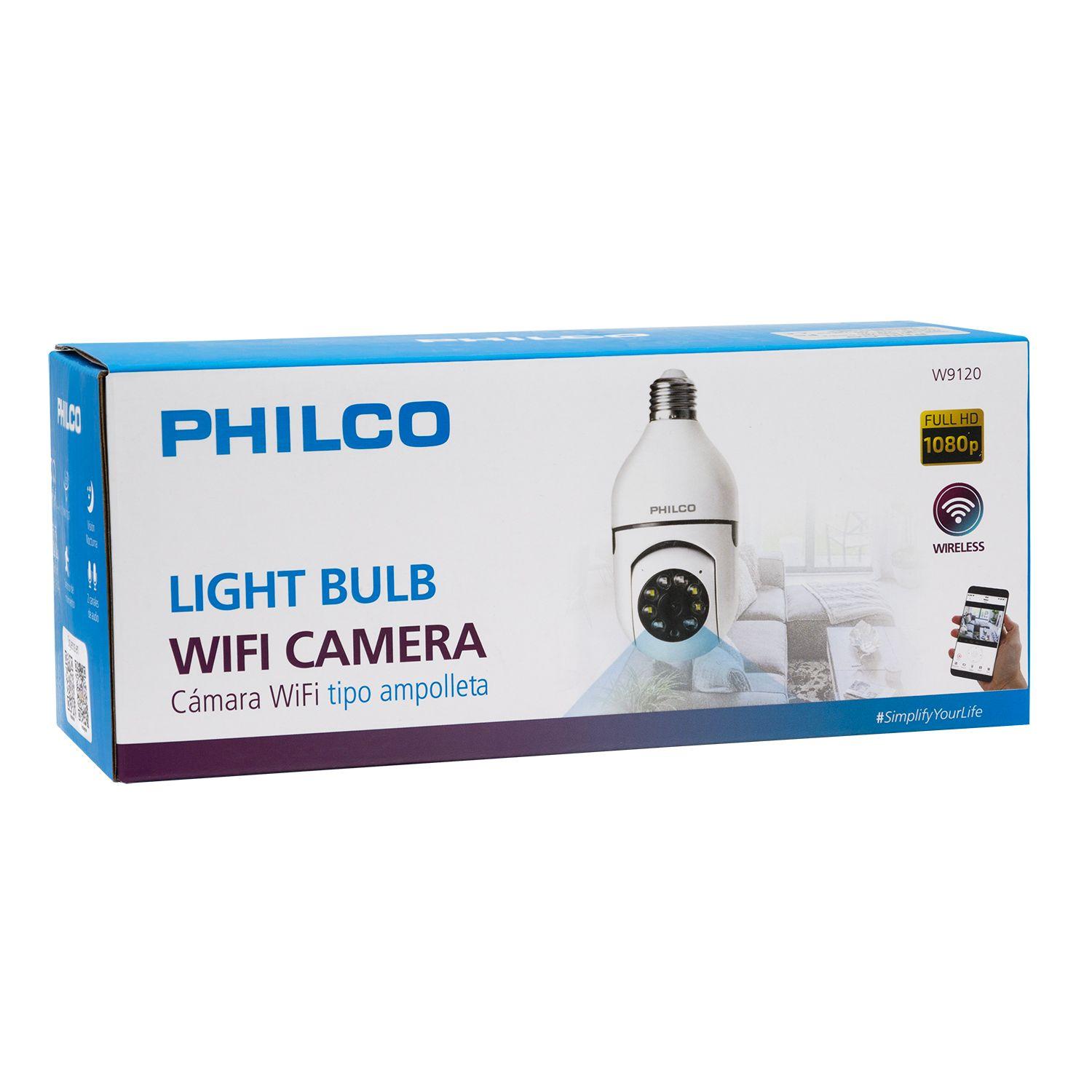 CÁMARA SEGURIDAD CCTV WIFI TIPO AMPOLLETA 2MP W9120, PHILCO COLOR BLANCO Open box-0