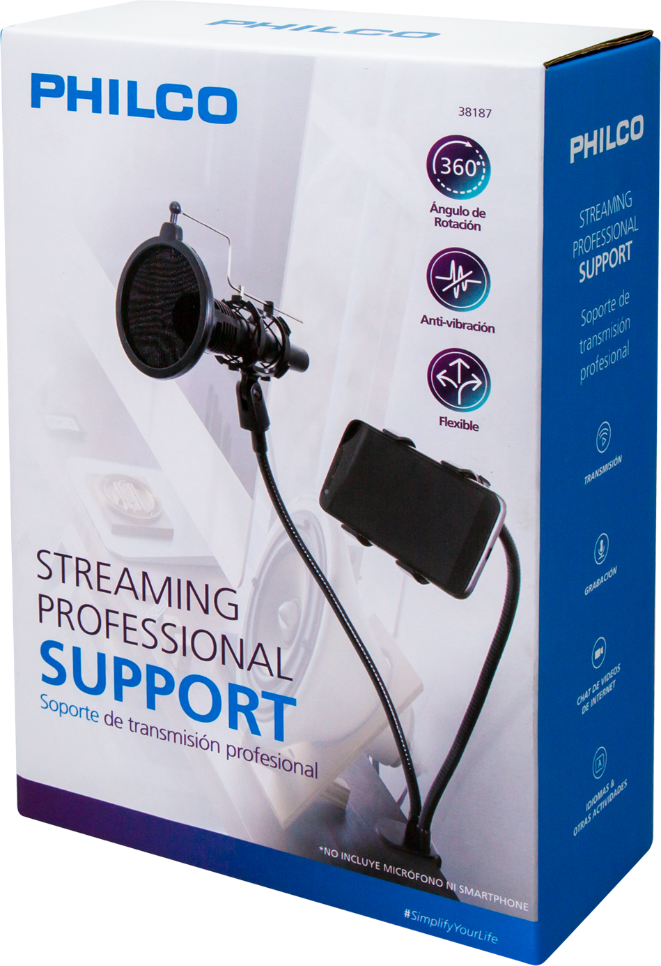 SOPORTE PARA MICRÓFONO + CELULAR STREAMING PHILCO Open box-1