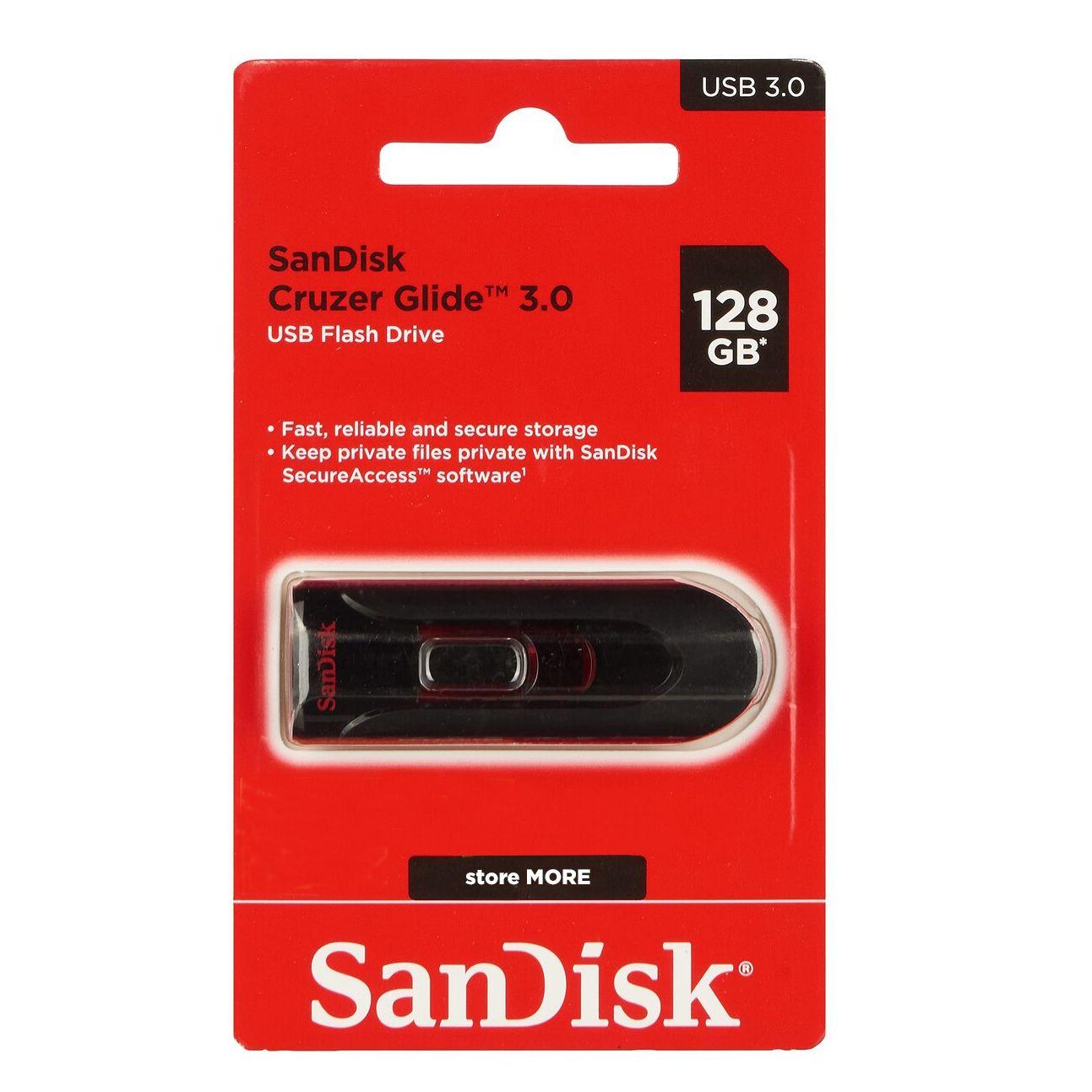 PENDRIVE SANDISK CRUZER GLIDE 32GB 3.0 LISA NEGRO Y ROJO-0