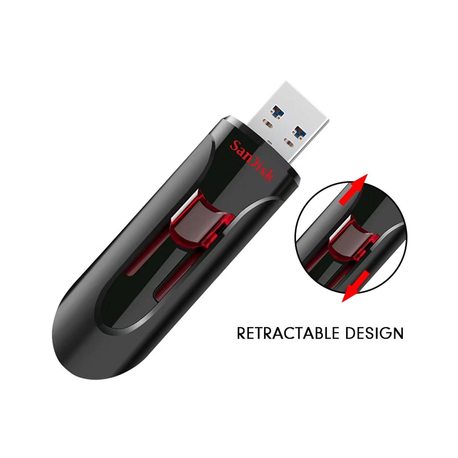 PENDRIVE SANDISK CRUZER GLIDE 32GB 3.0 LISA NEGRO Y ROJO-1
