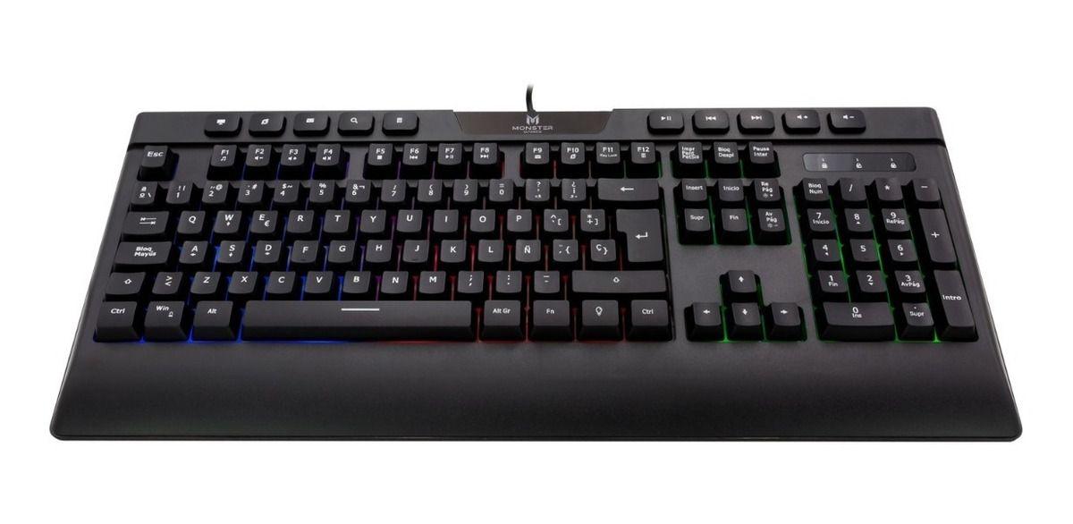 TECLADO GAMER MONSTER INCEPTION QWERTY COLOR NEGRO CON LUZ Multicolor-2