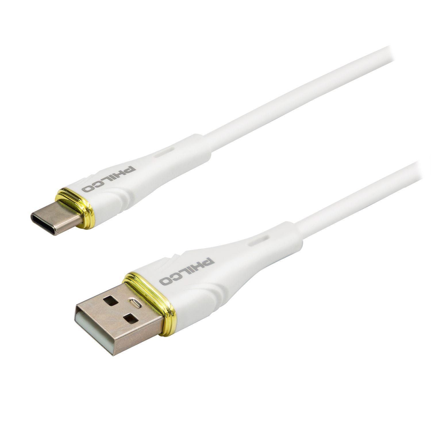 Cable Philco USB-A a USB-C 1,2 m Blanco-1