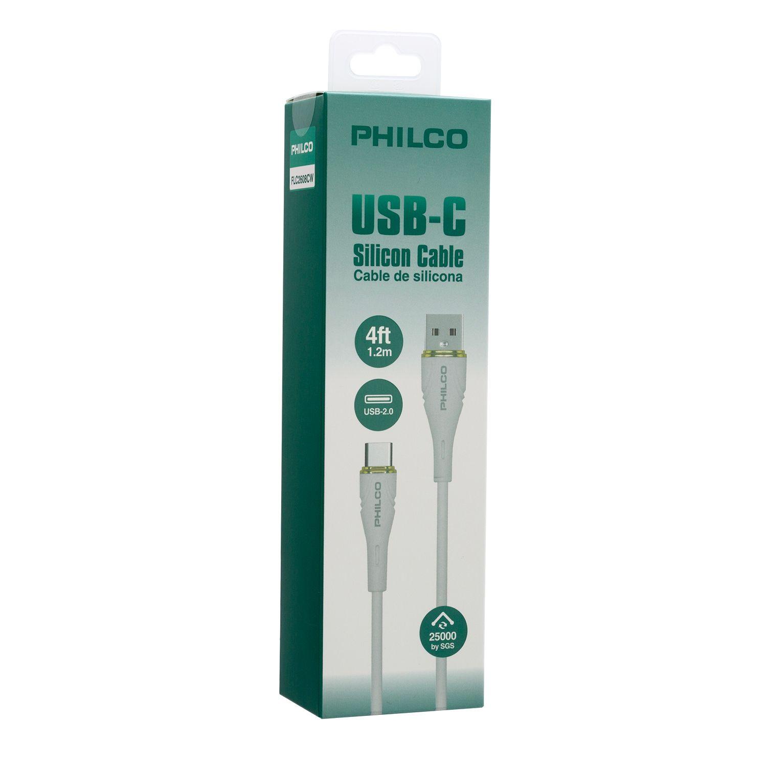 Cable Philco USB-A a USB-C 1,2 m Blanco-3