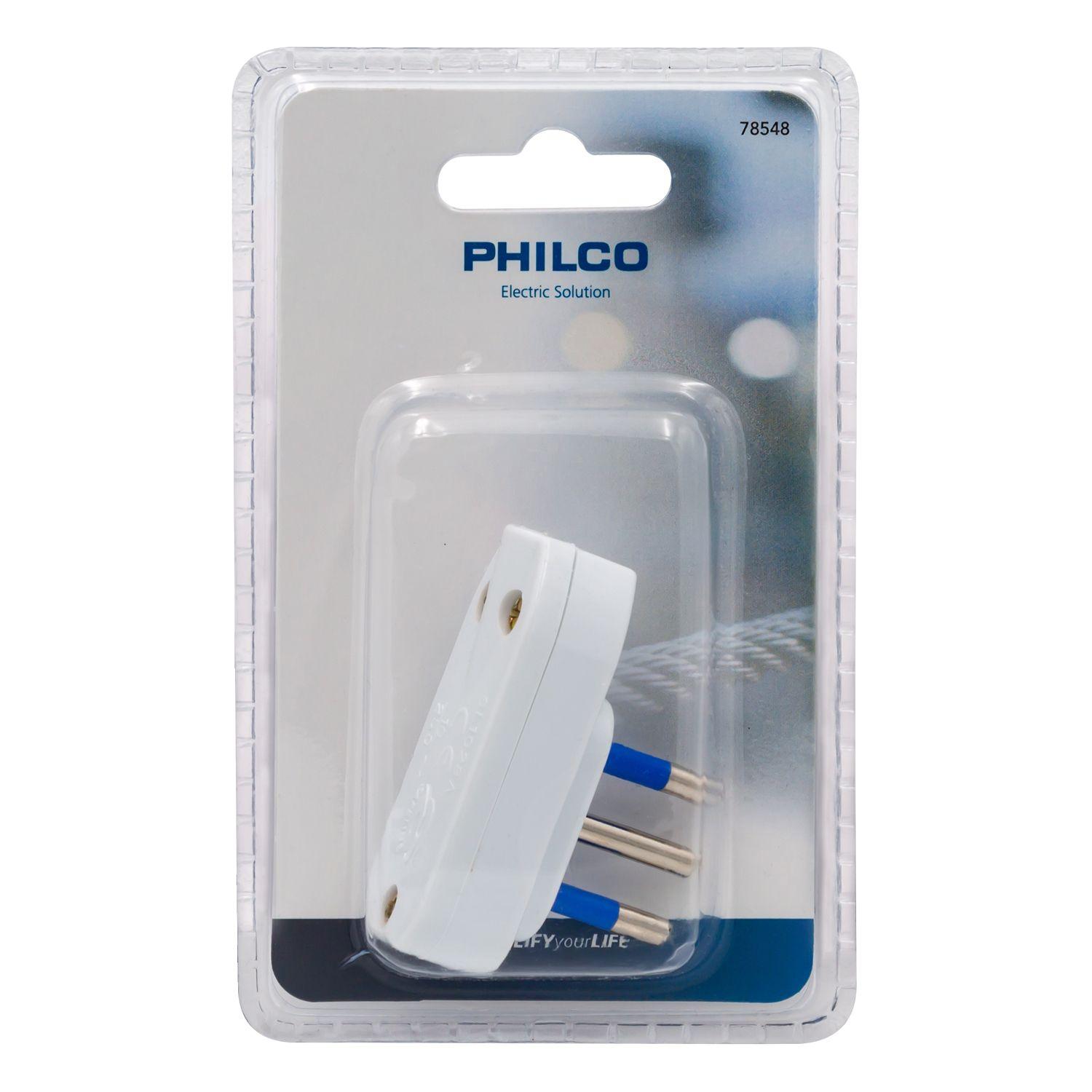 ENCHUFE MACHO HORIZONTAL 2P + T 78548 BLANCO PHILCO-0